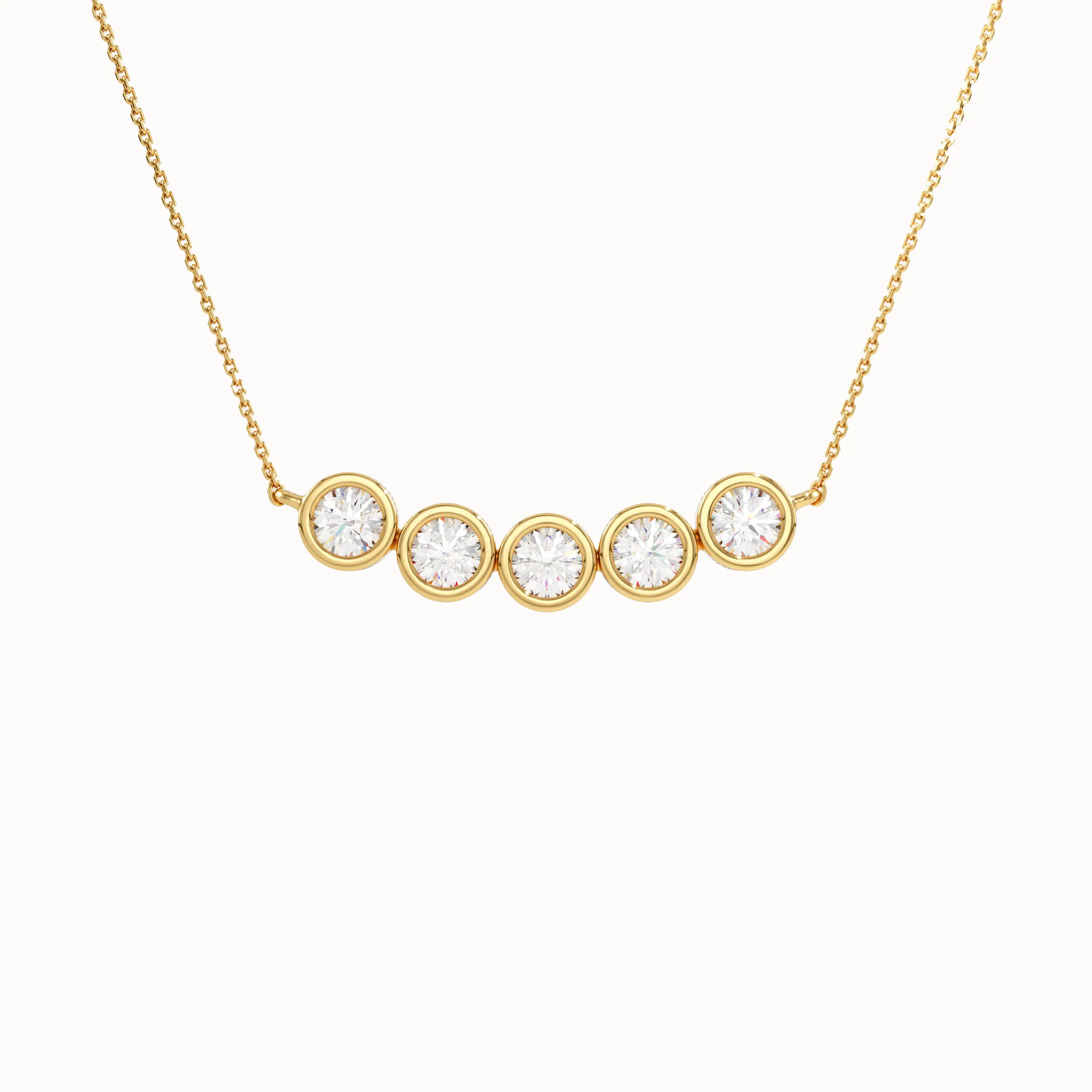 5 Stone Bezel Necklace in Gold - BRENNMORE 