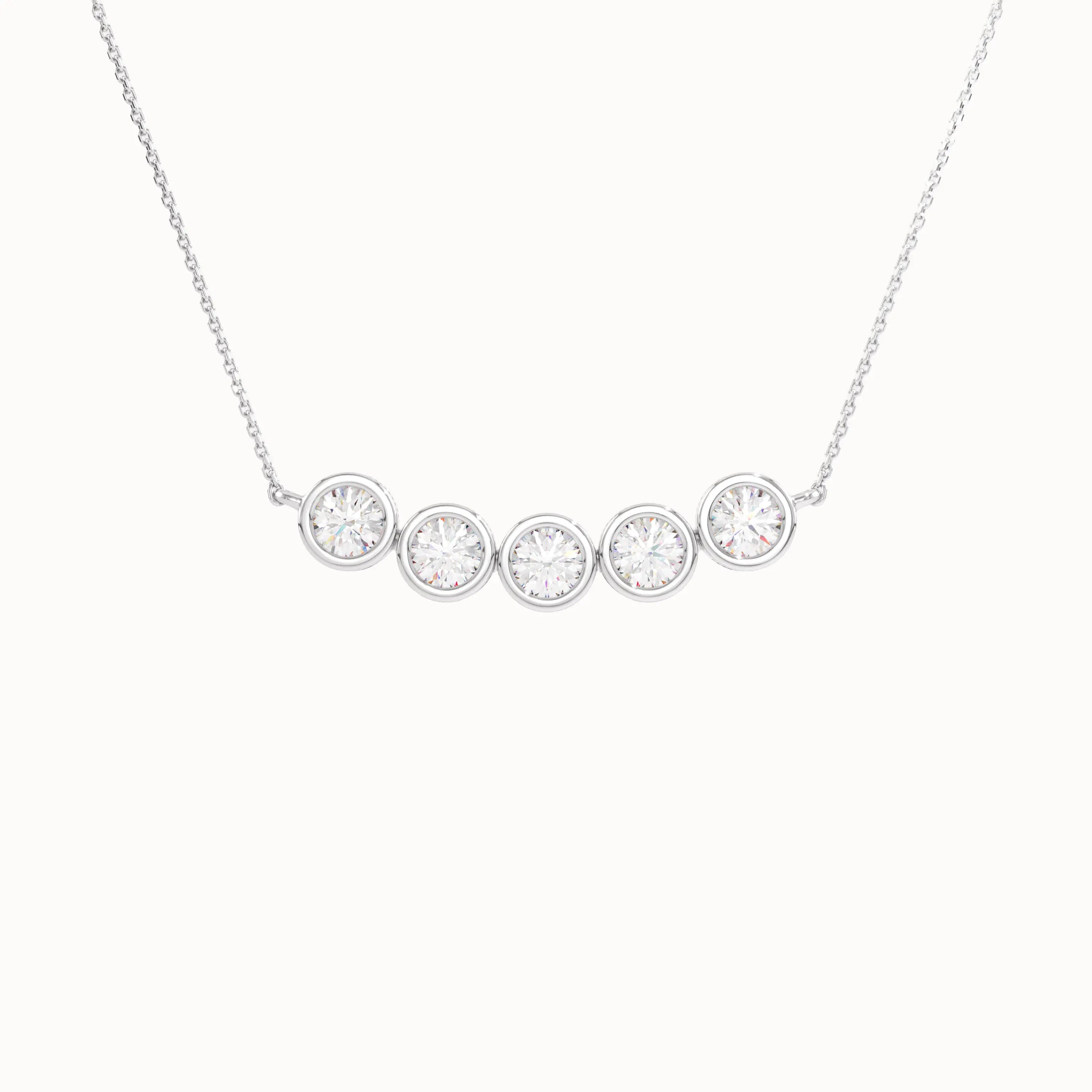 5 Stone Bezel Necklace in Gold