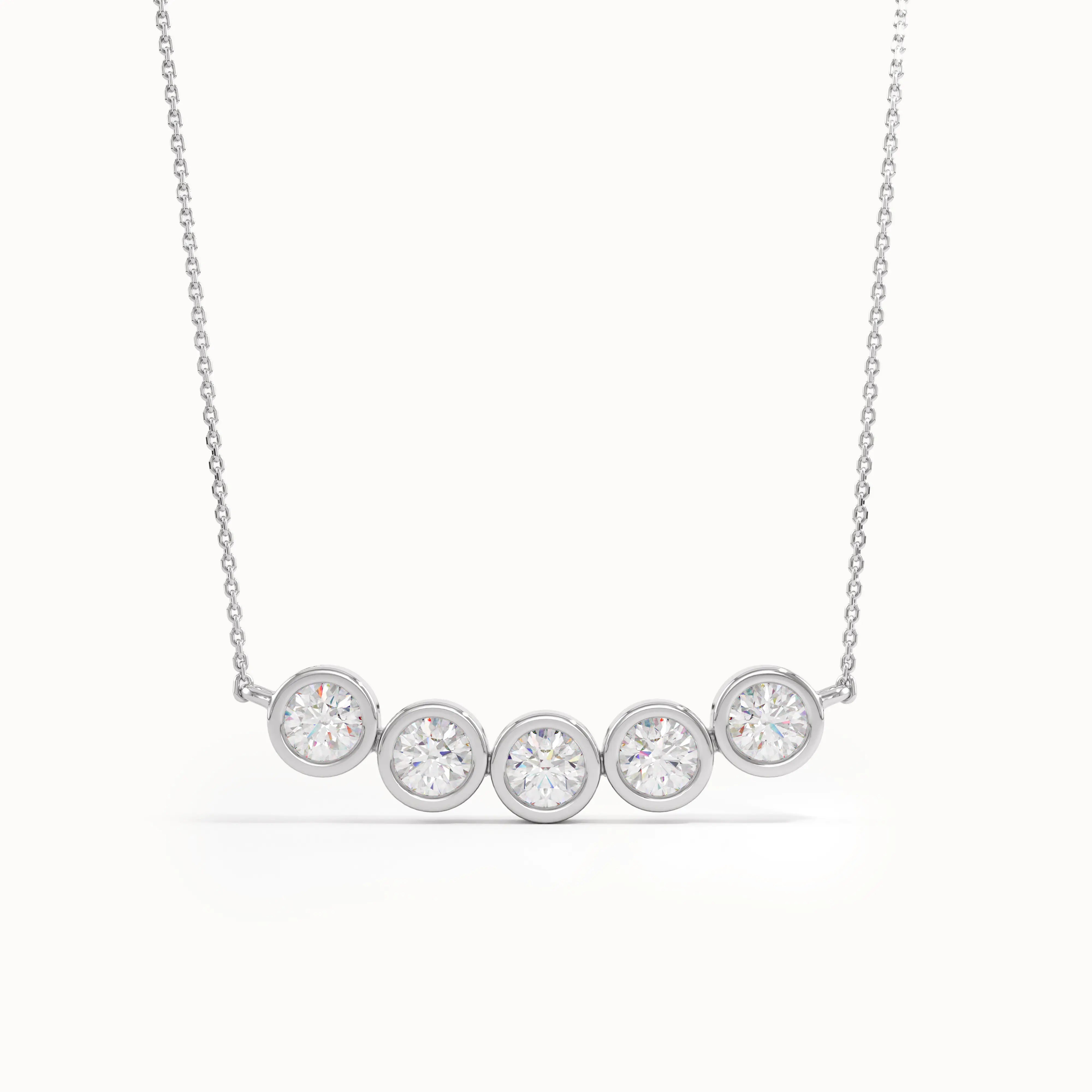 5 Stone Bezel Necklace in Gold - BRENNMORE 