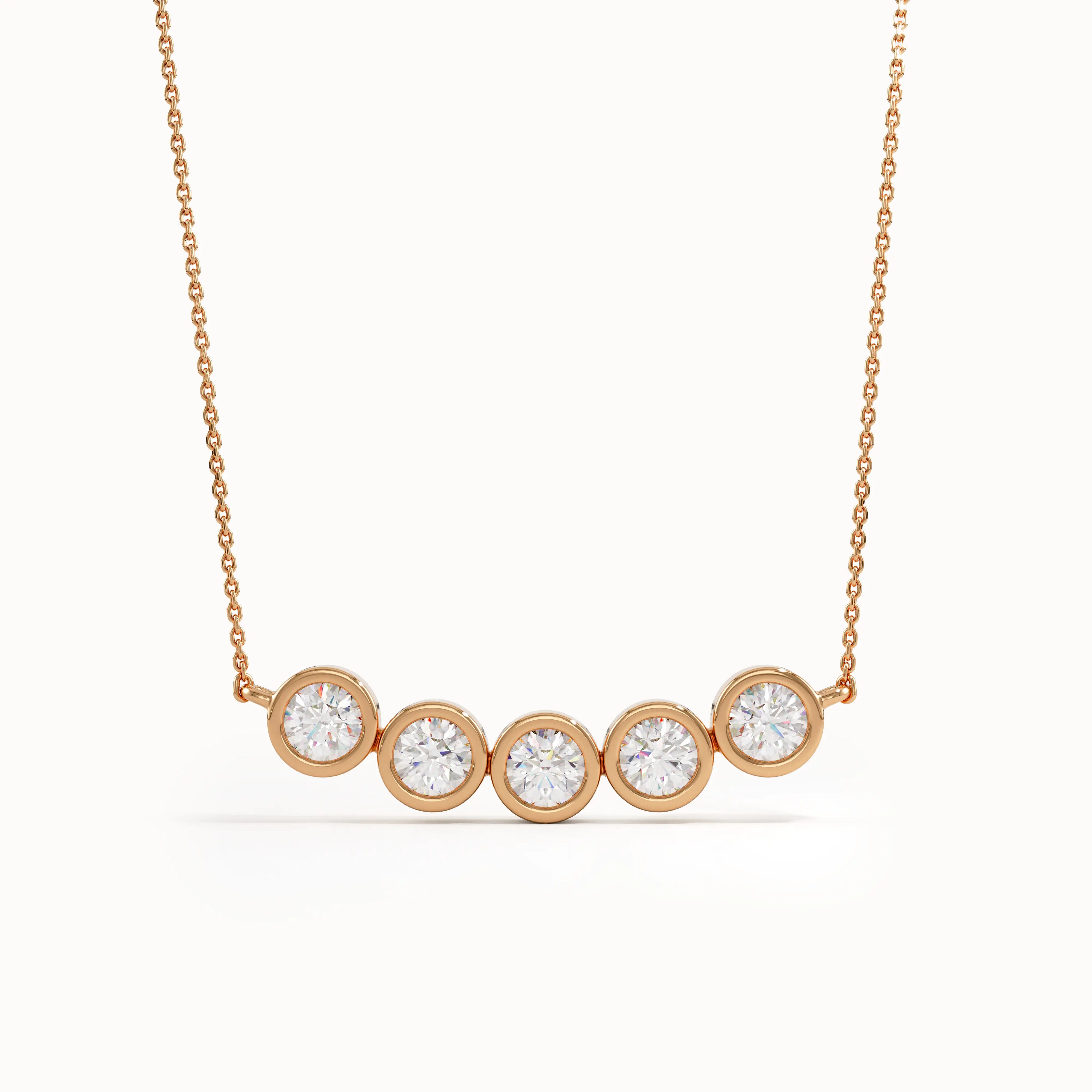 5 Stone Bezel Necklace in Gold - BRENNMORE 