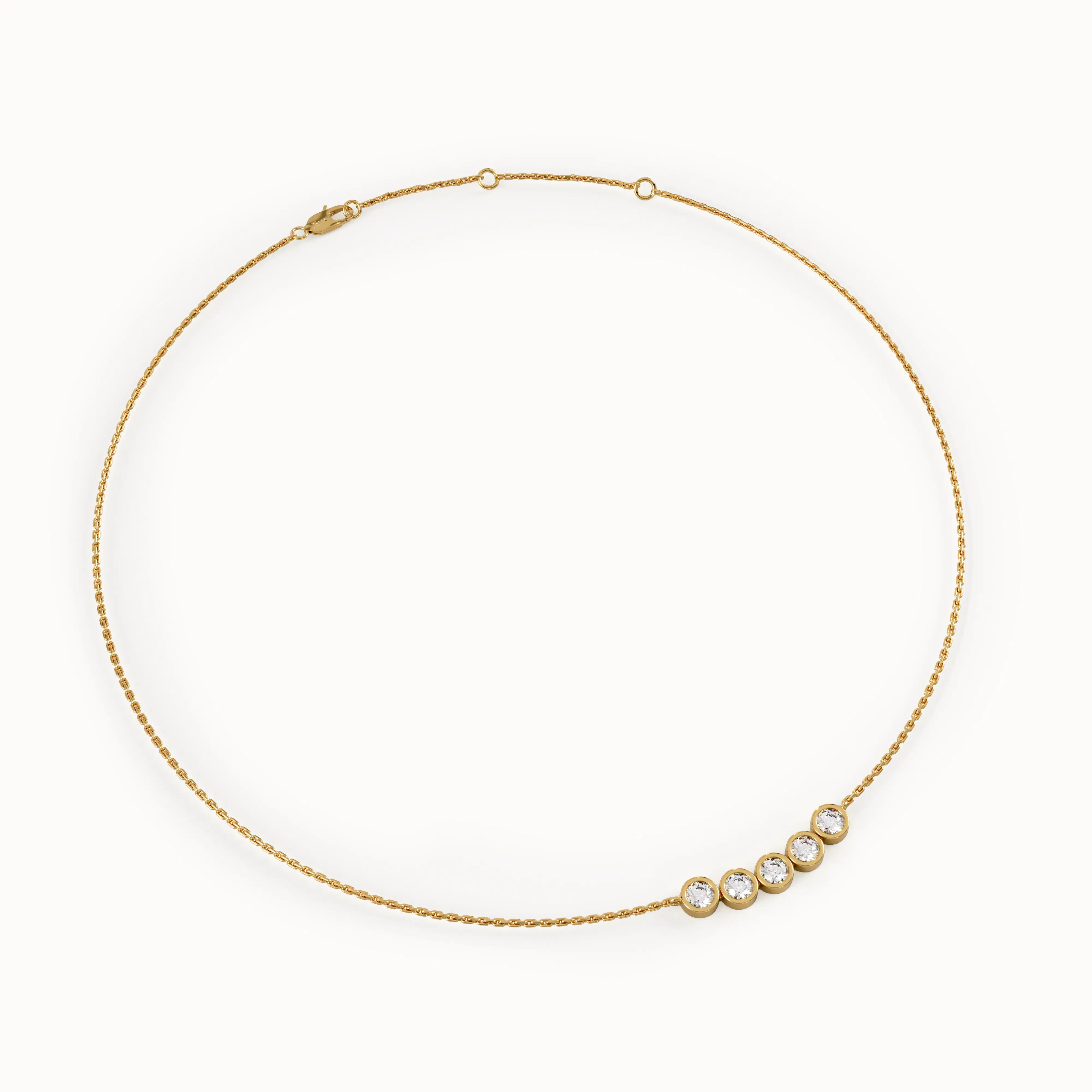 5 Stone Bezel Necklace in Gold - BRENNMORE 