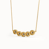 5 Stone Bezel Necklace in Gold