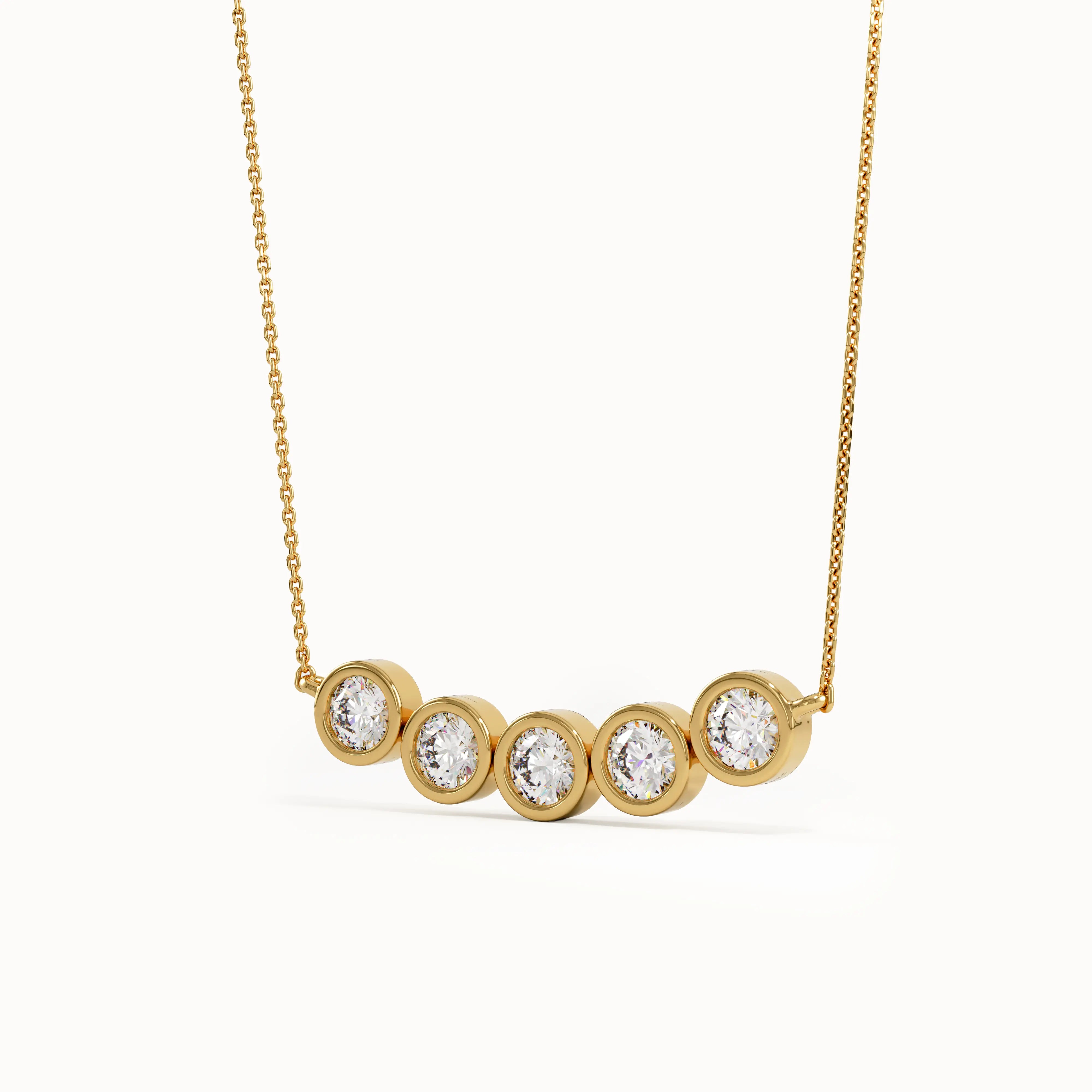 5 Stone Bezel Necklace in Gold - BRENNMORE 