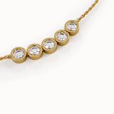 5 Stone Bezel Necklace in Gold