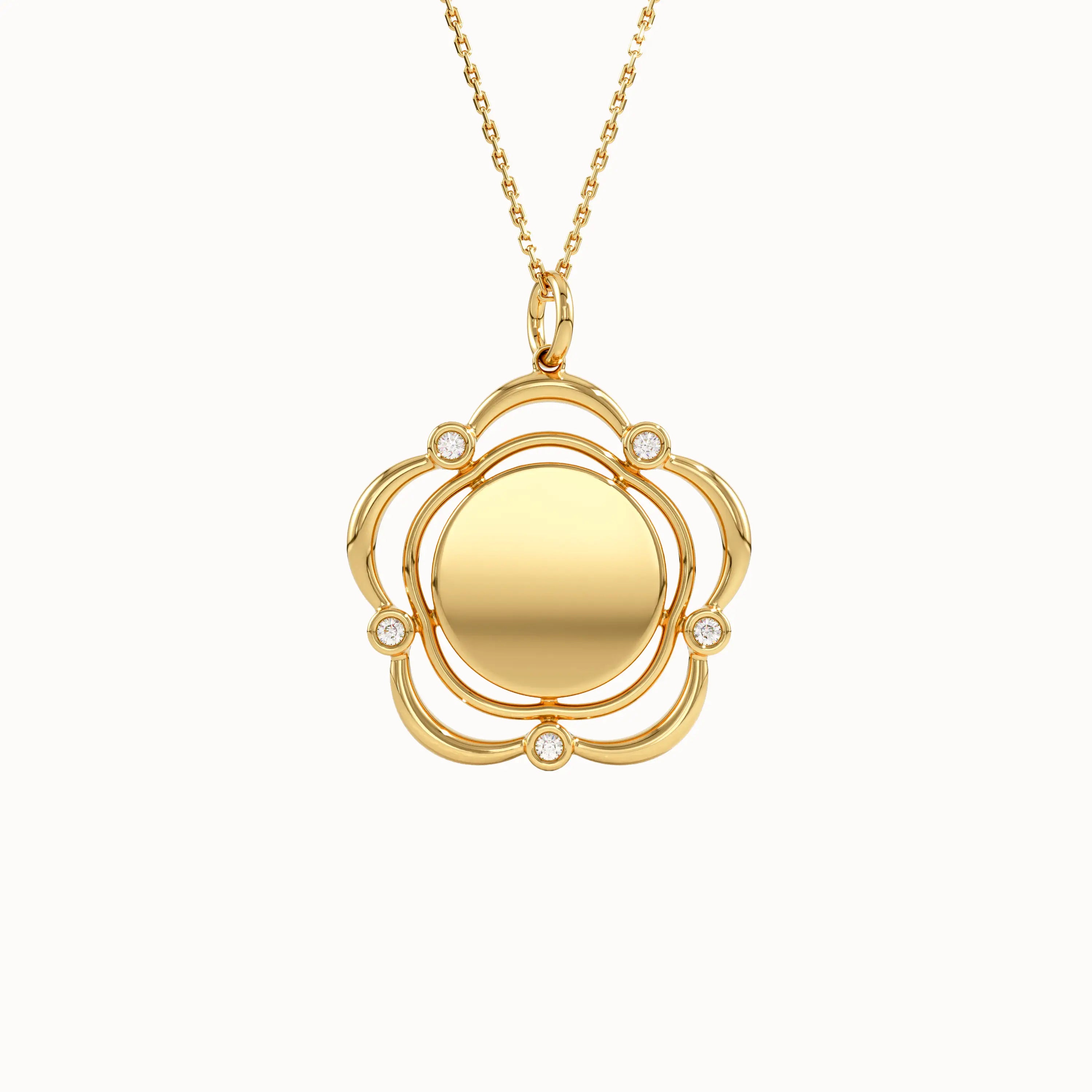 Engravable Flower Pendant Necklace - BRENNMORE 