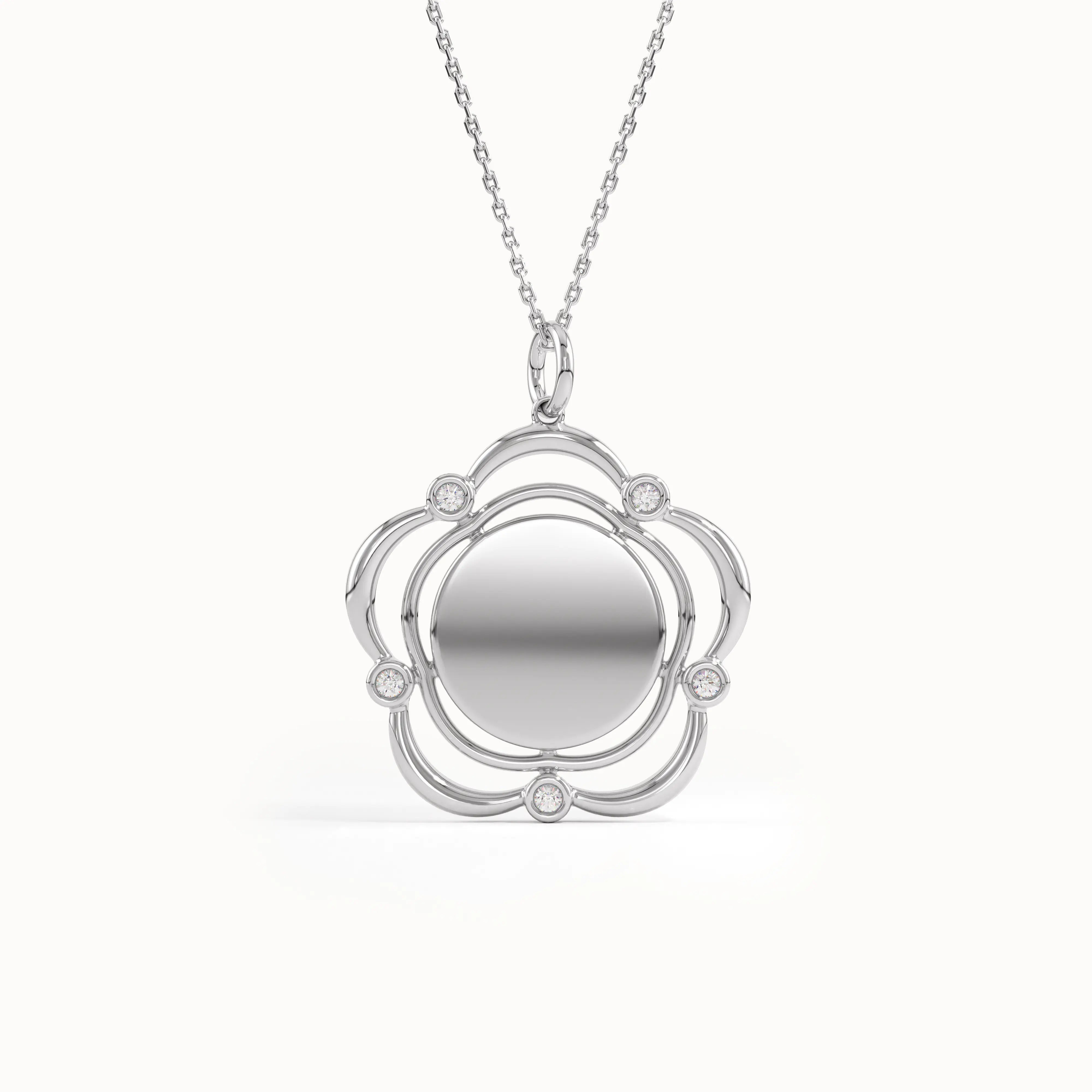 Engravable Flower Pendant Necklace - BRENNMORE 