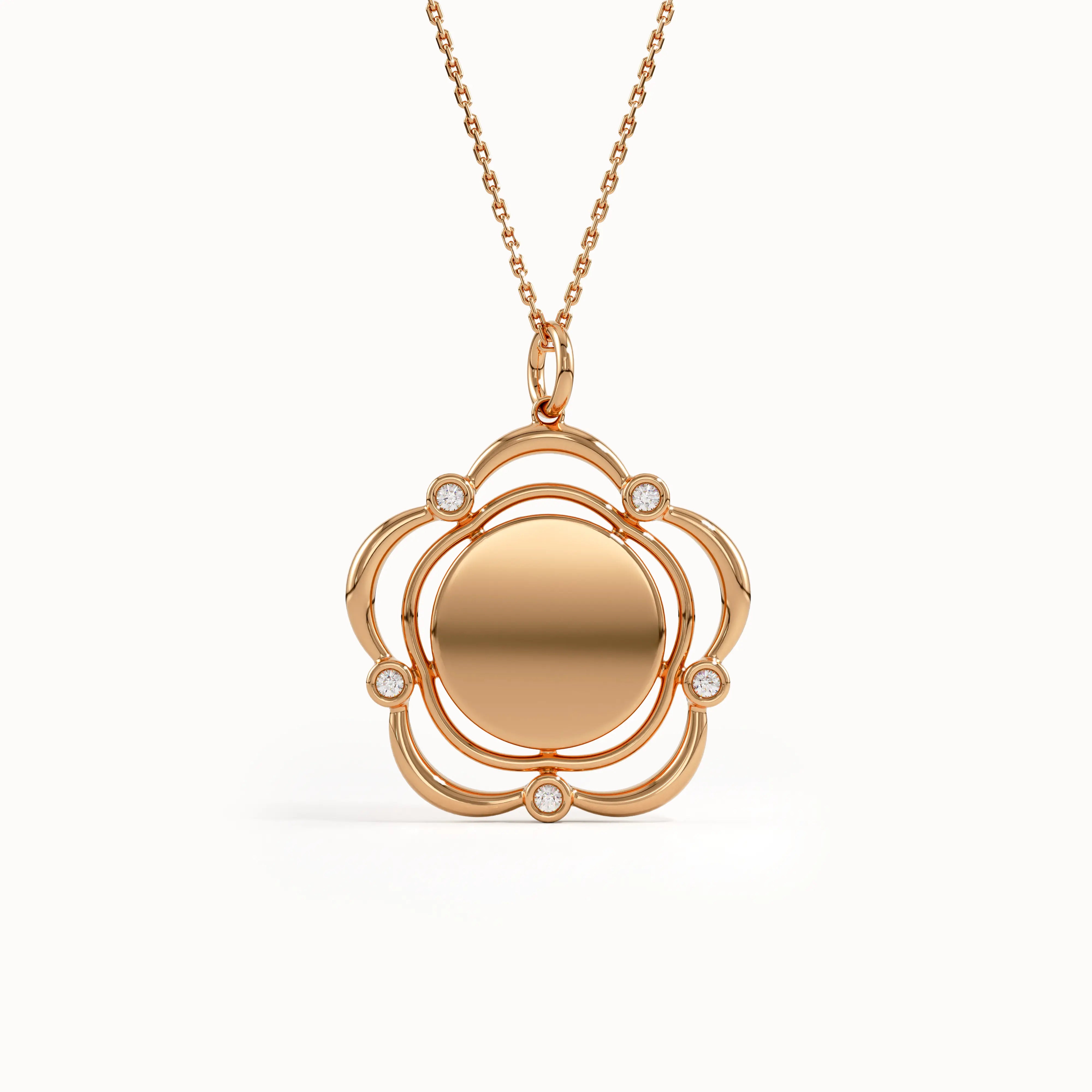 Engravable Flower Pendant Necklace - BRENNMORE 