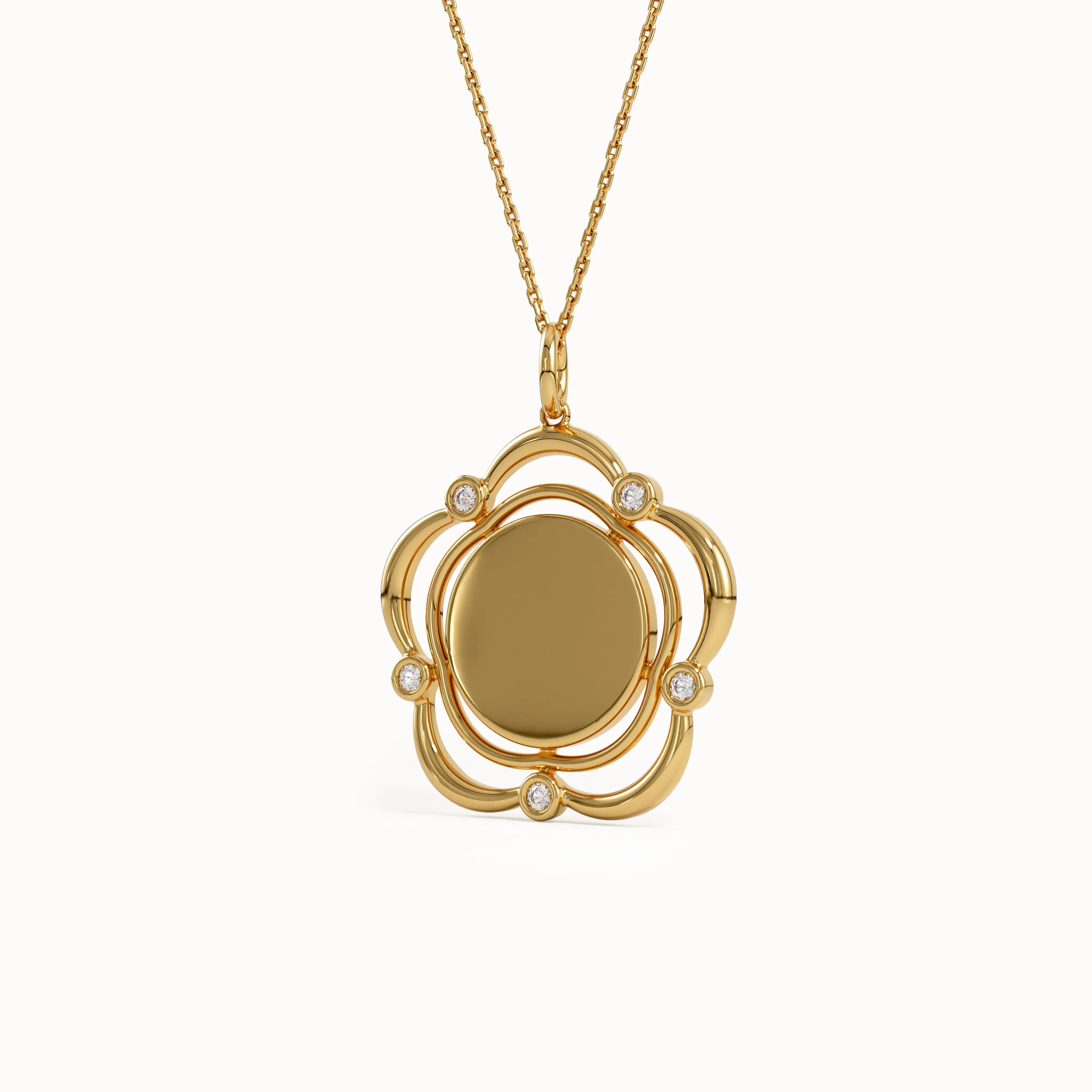 Engravable Flower Pendant Necklace - BRENNMORE 