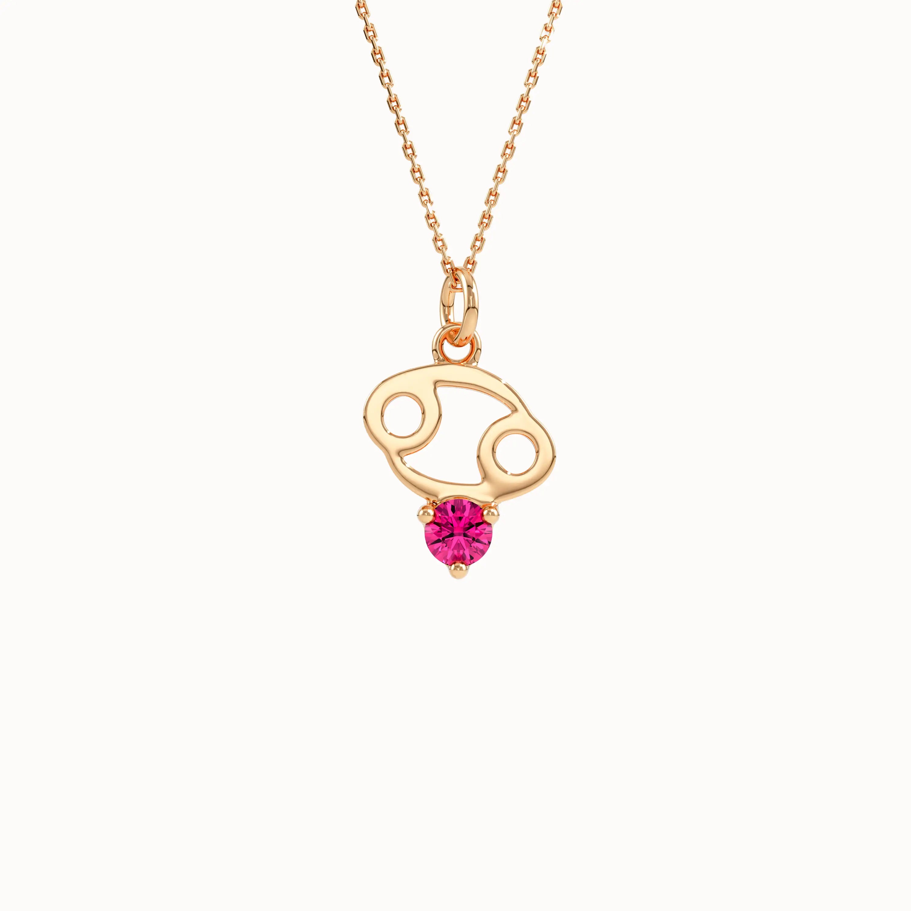 Cancer Ruby Pendant Necklace - BRENNMORE 