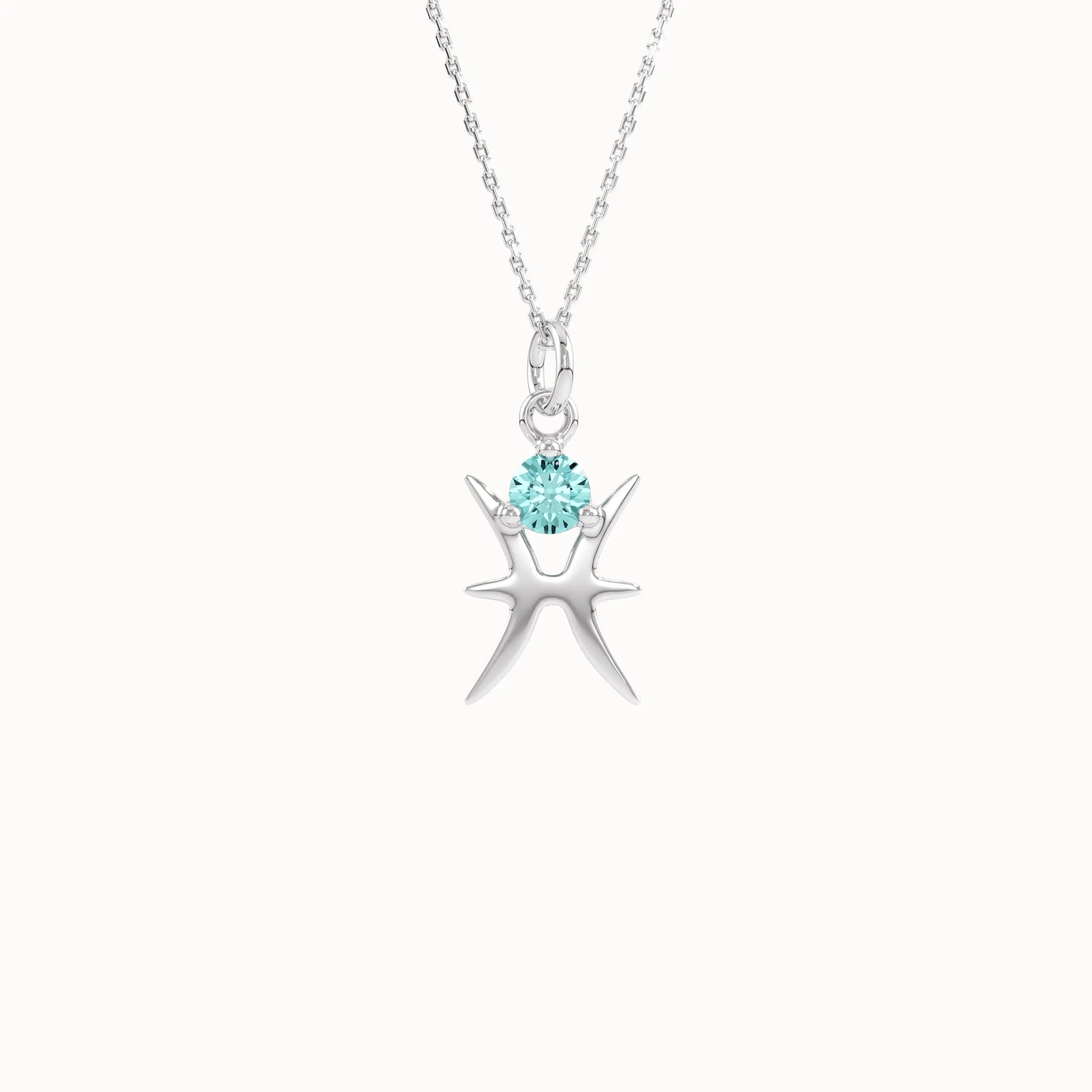 Pisces Aquamarine Pendant Necklace - BRENNMORE 