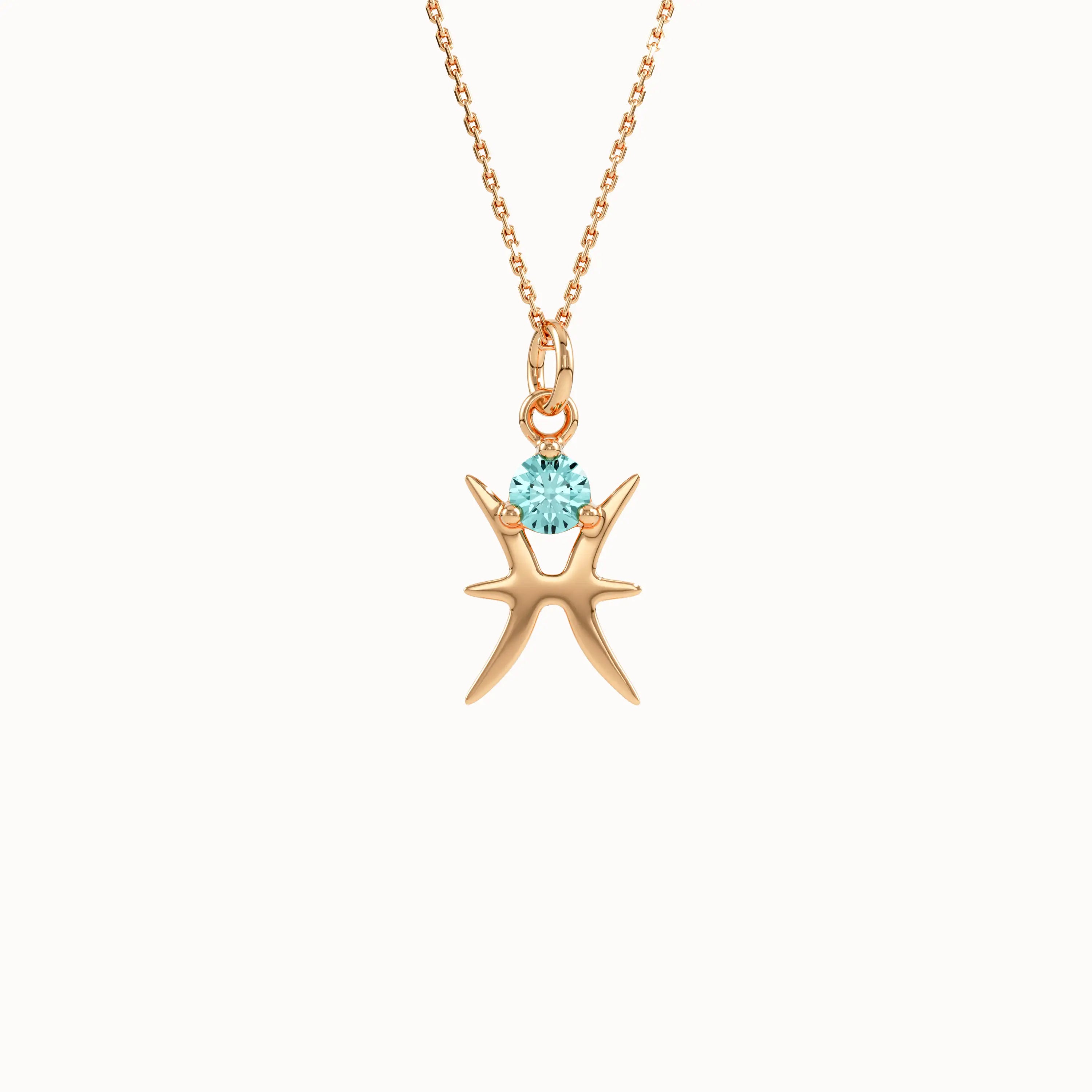 Pisces Aquamarine Pendant Necklace - BRENNMORE 
