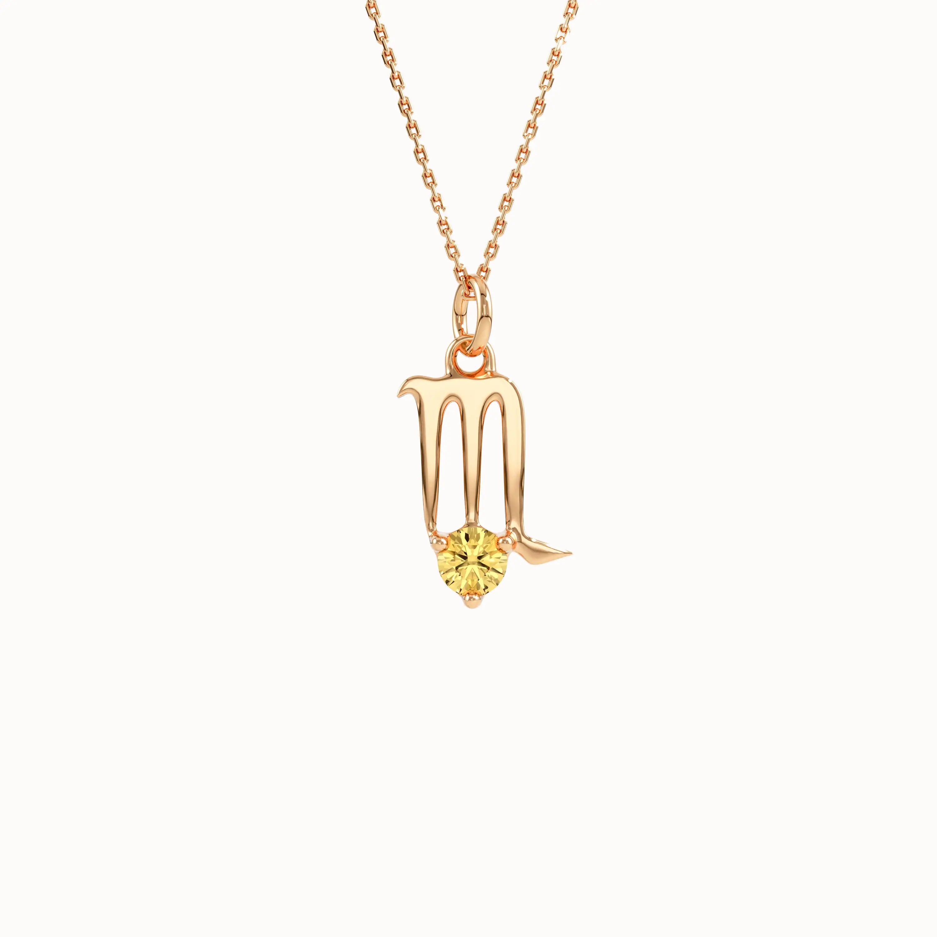 Scorpio Citrine Pendant Necklace - BRENNMORE 