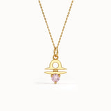 Libra Pink Tourmaline Pendant Necklace - BRENNMORE 
