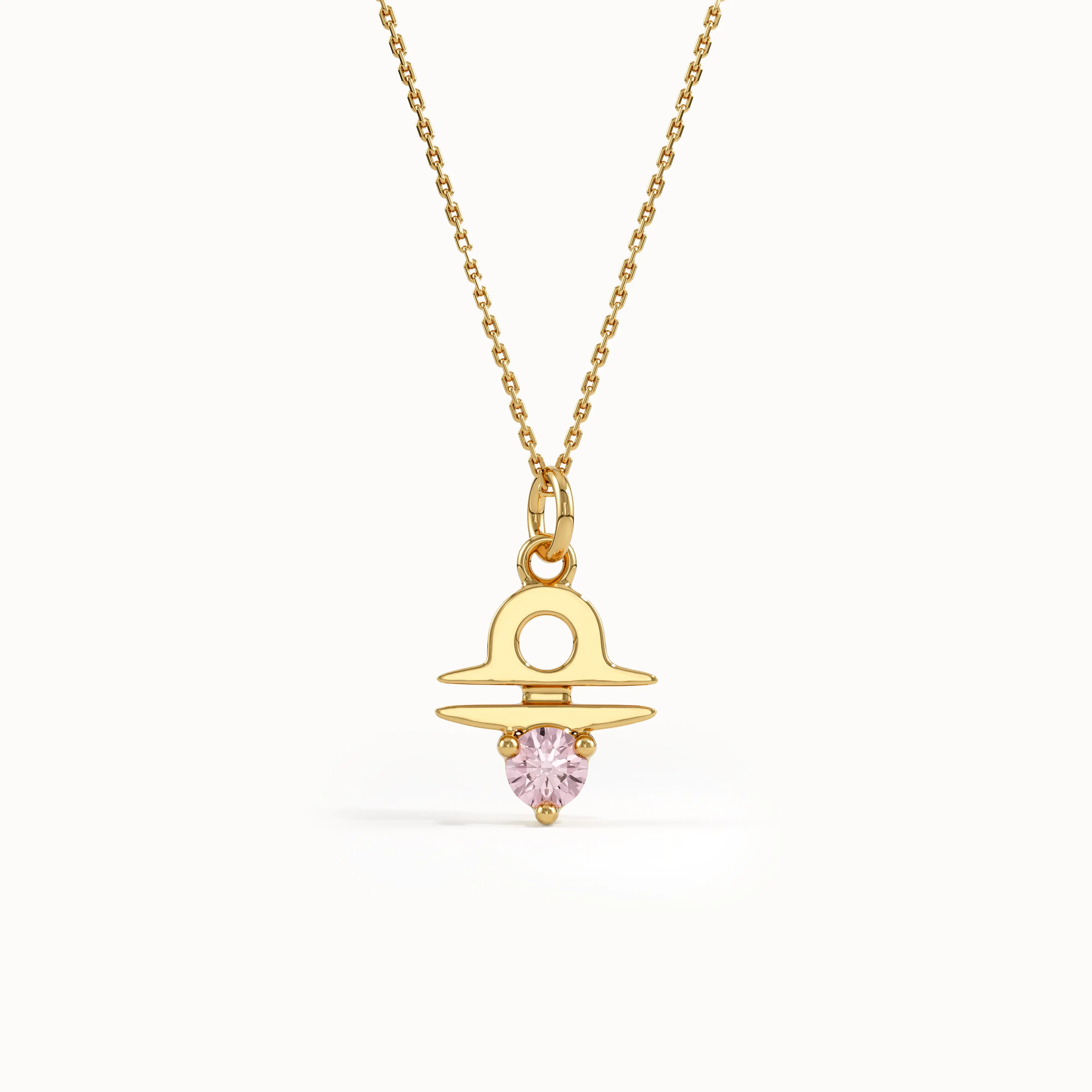 Libra Pink Tourmaline Pendant Necklace - BRENNMORE 