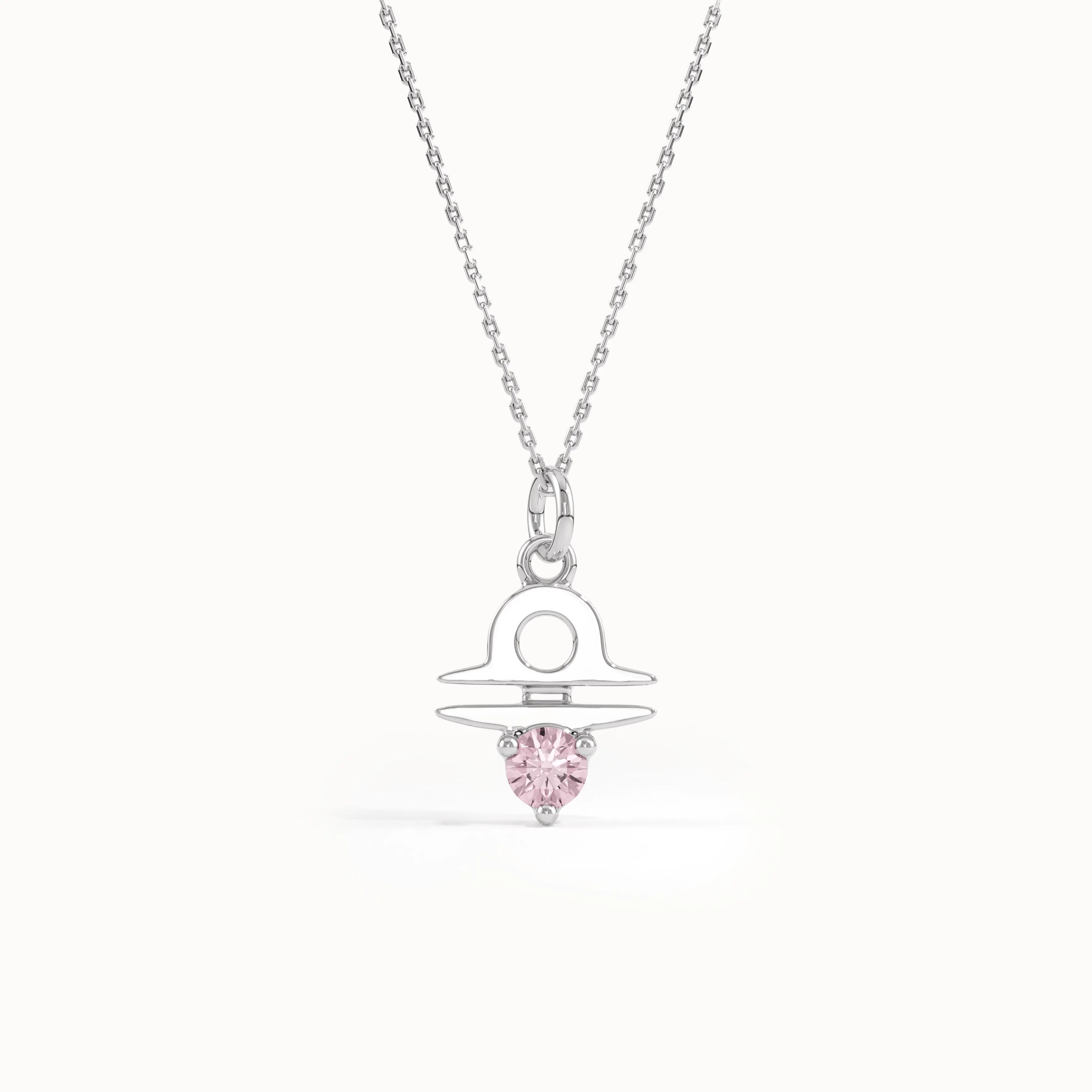 Libra Pink Tourmaline Pendant Necklace - BRENNMORE 