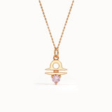 Libra Pink Tourmaline Pendant Necklace - BRENNMORE 