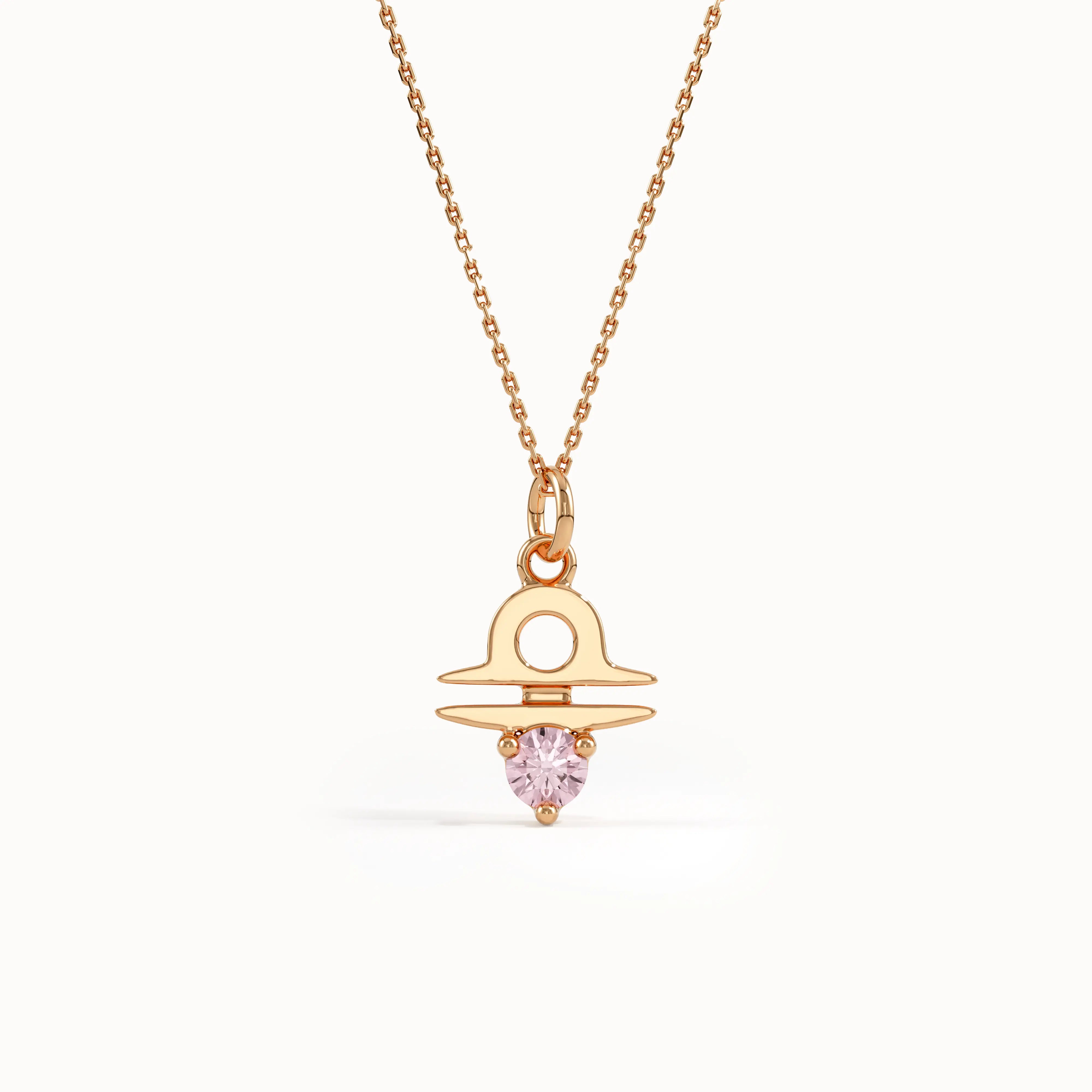 Libra Pink Tourmaline Pendant Necklace - BRENNMORE 