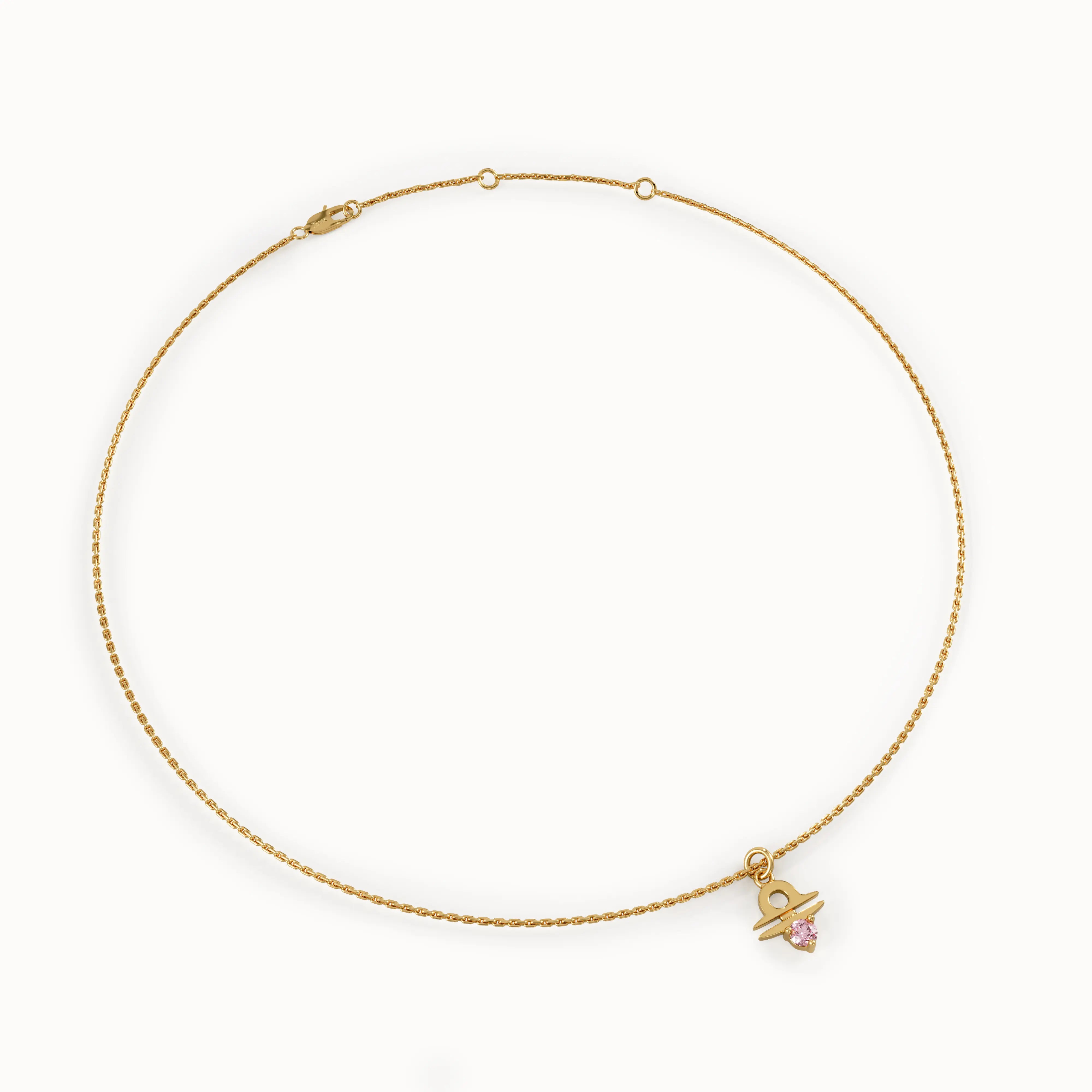 Libra Pink Tourmaline Pendant Necklace - BRENNMORE 