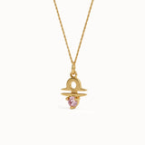 Libra Pink Tourmaline Pendant Necklace - BRENNMORE 