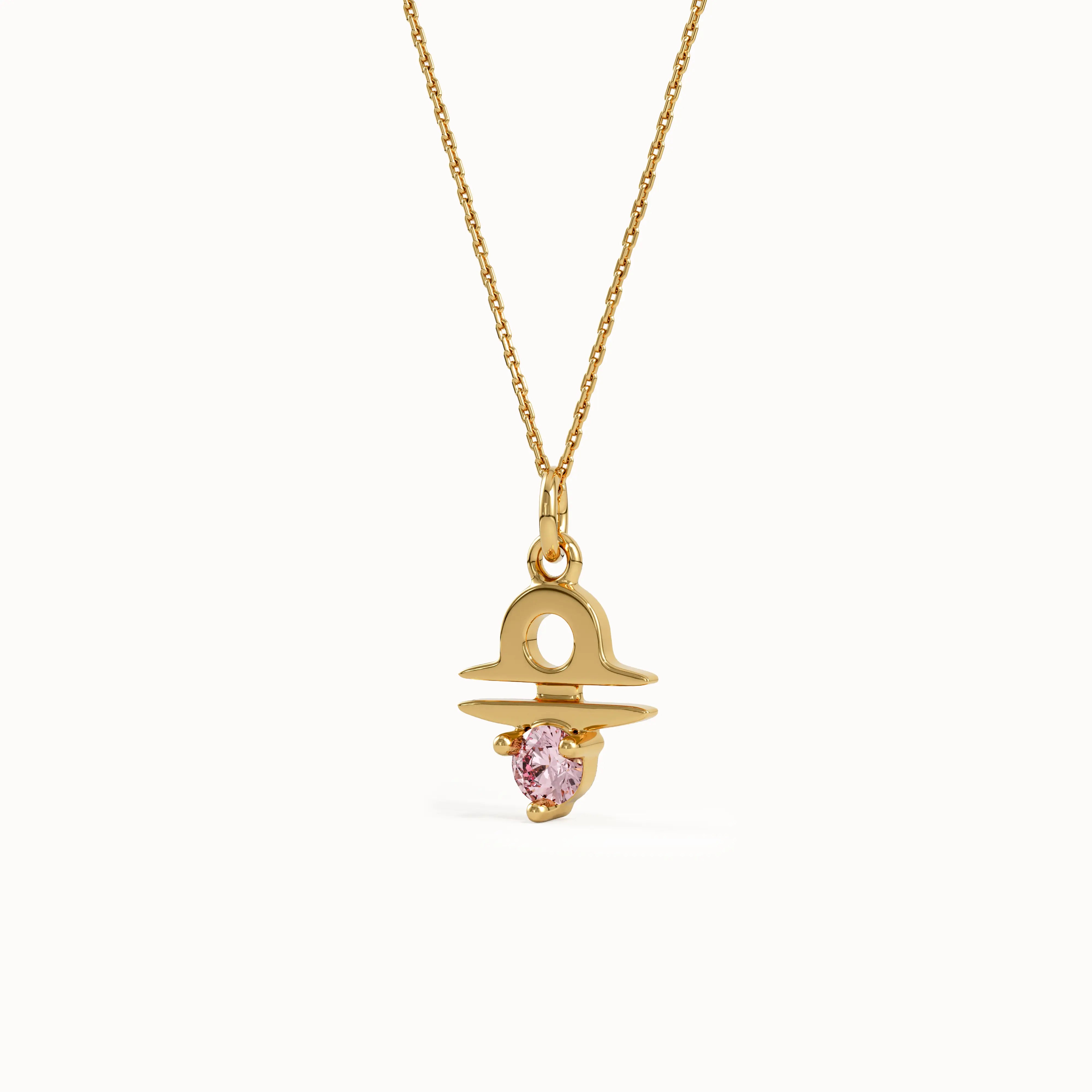 Libra Pink Tourmaline Pendant Necklace - BRENNMORE 