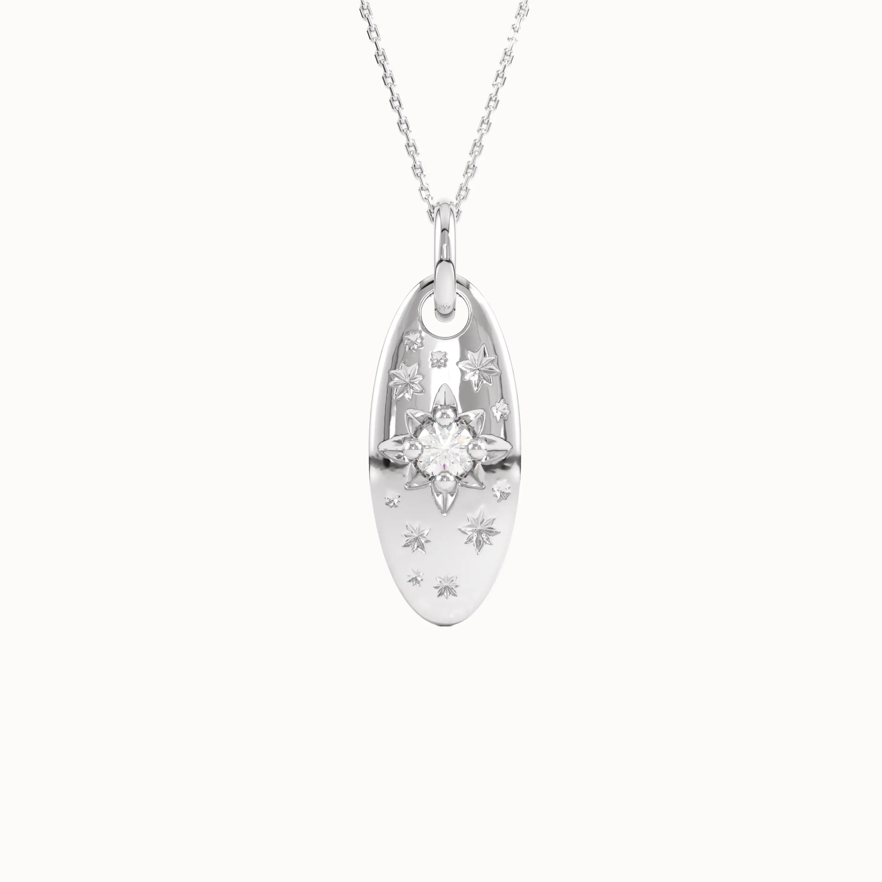 Oval Northstar Celestial Pendant Necklace - BRENNMORE 