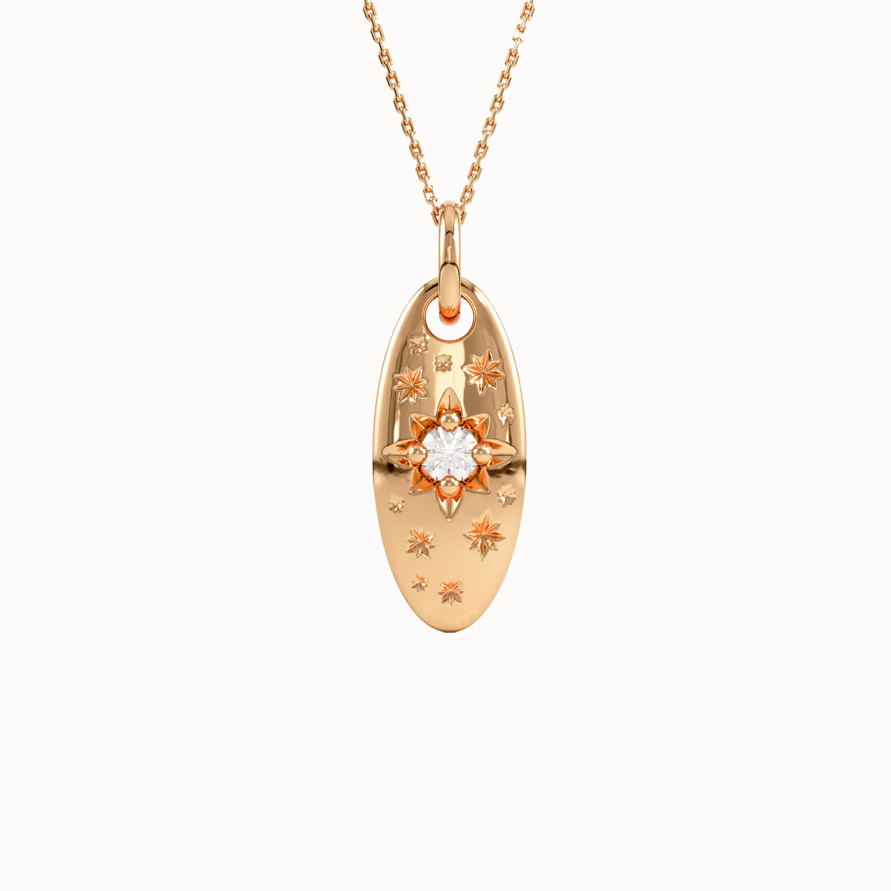 Oval Northstar Celestial Pendant Necklace - BRENNMORE 