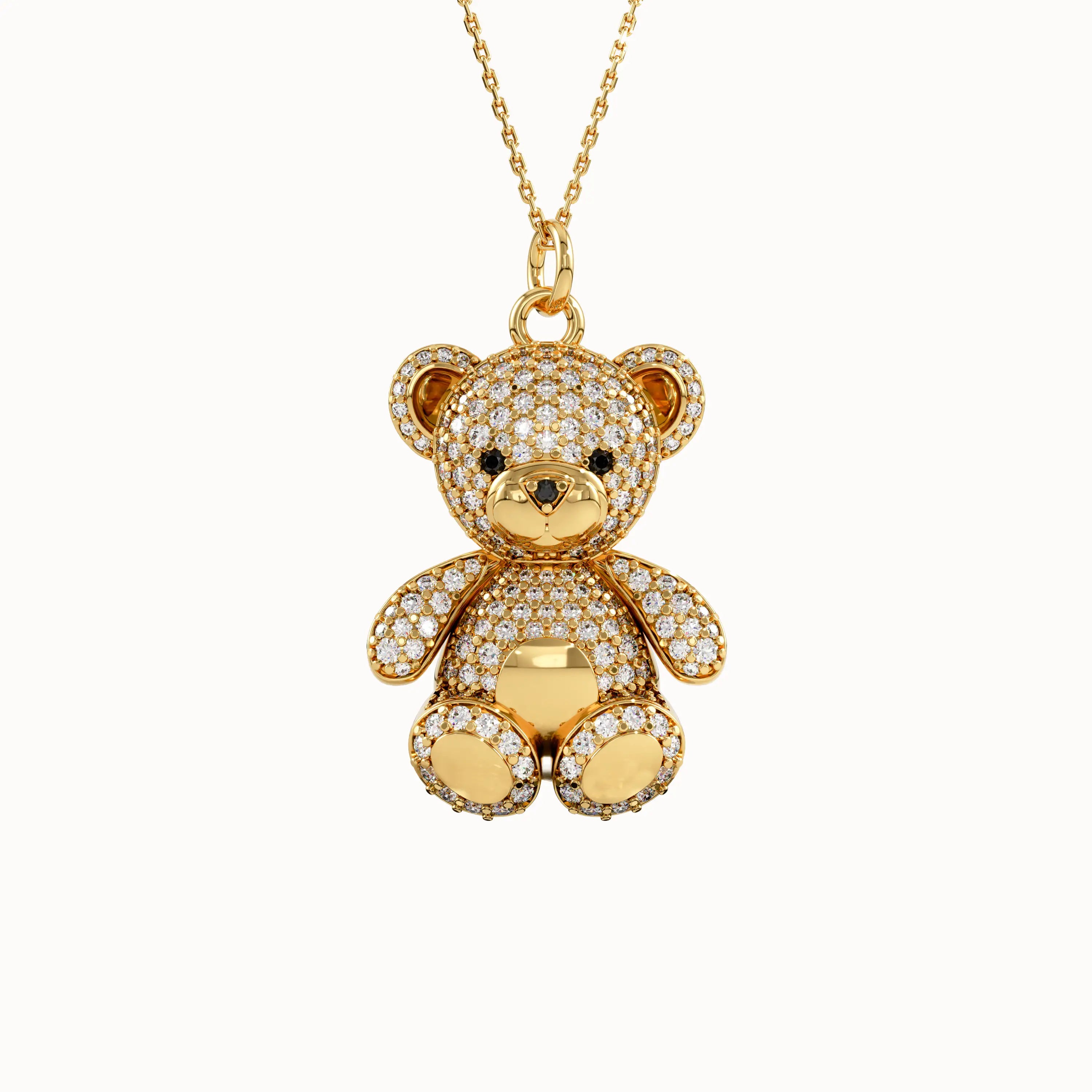 Gold Teddy Bear Pendant Necklace - BRENNMORE 