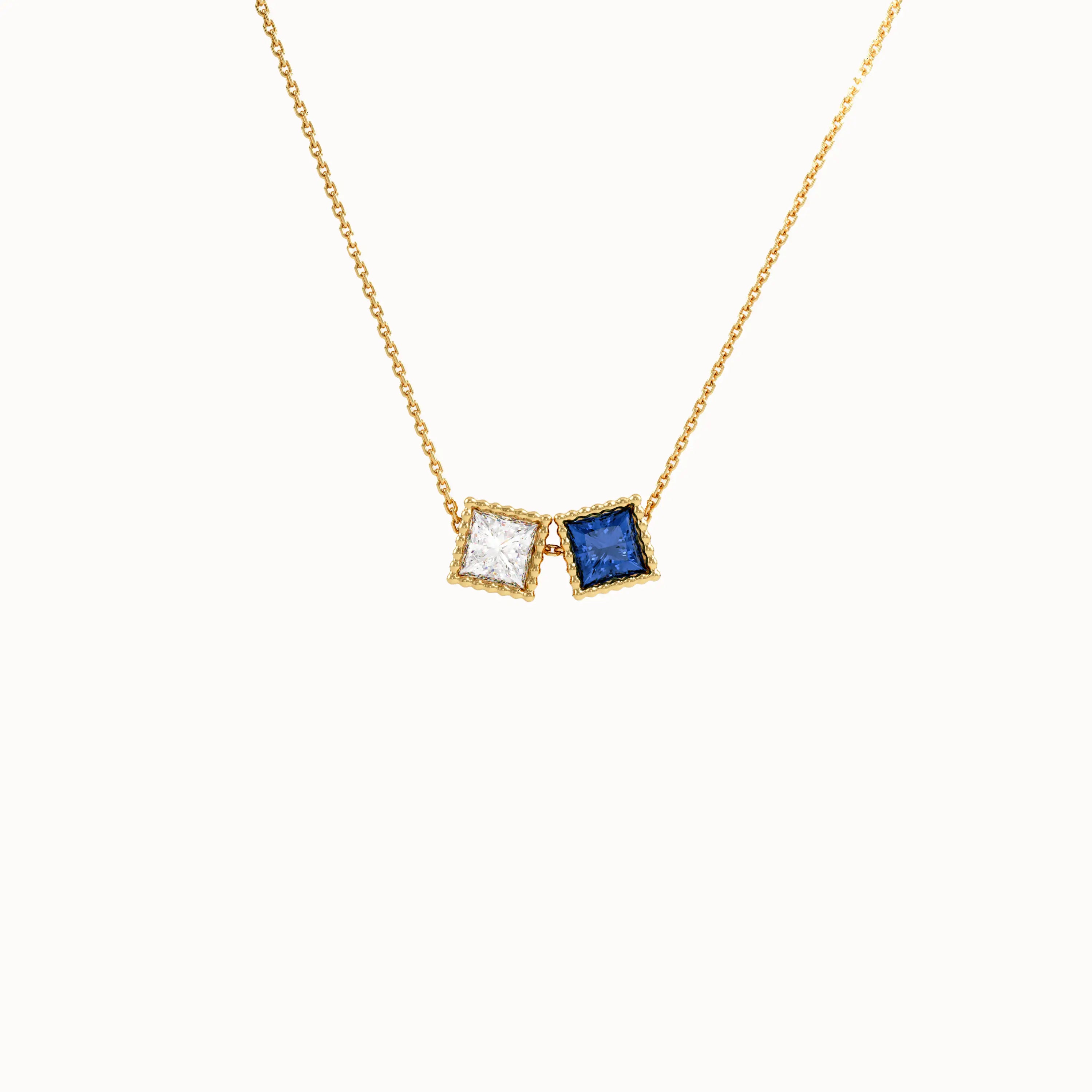 Square Family Birthstone Necklace - BRENNMORE 