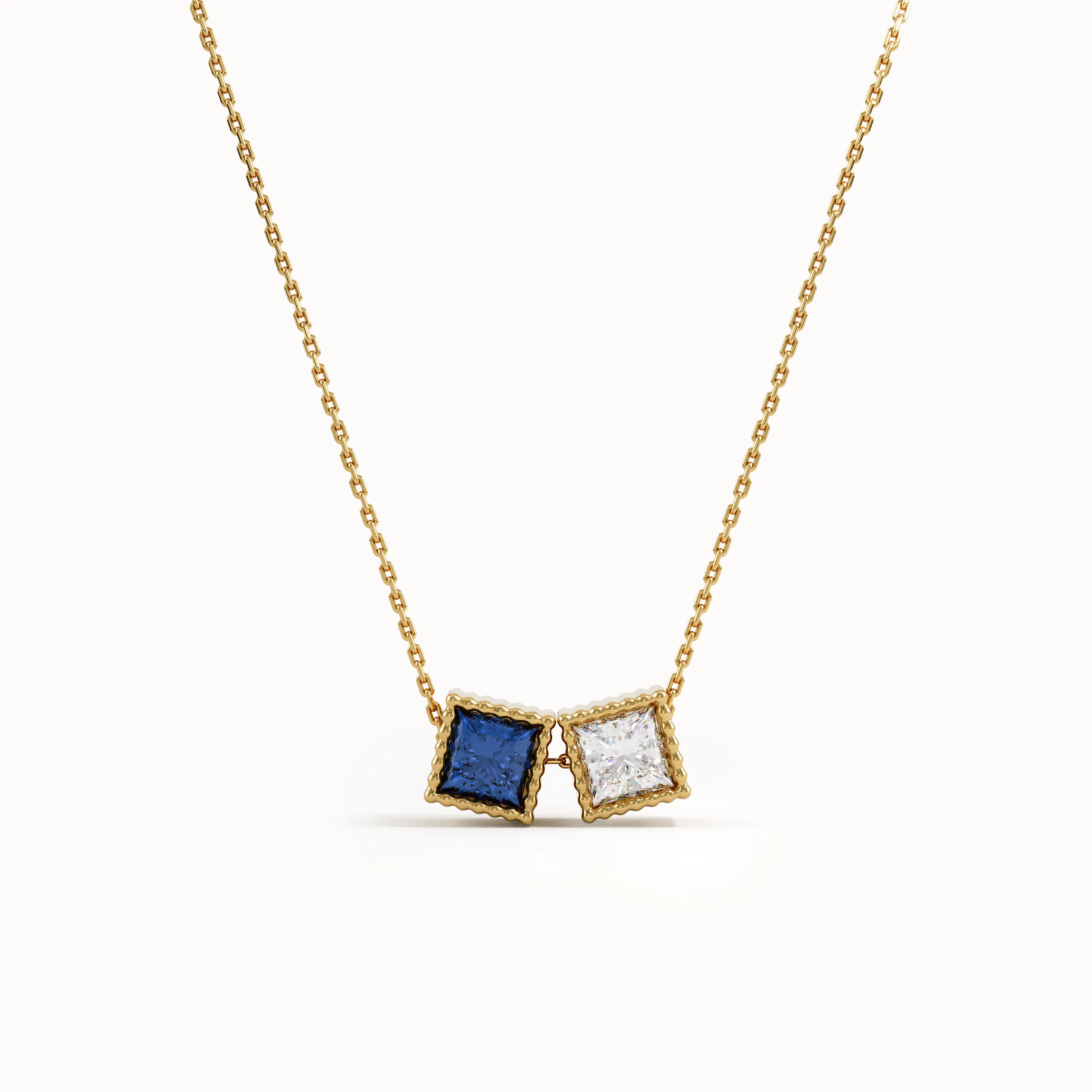 Square Family Birthstone Necklace - BRENNMORE 