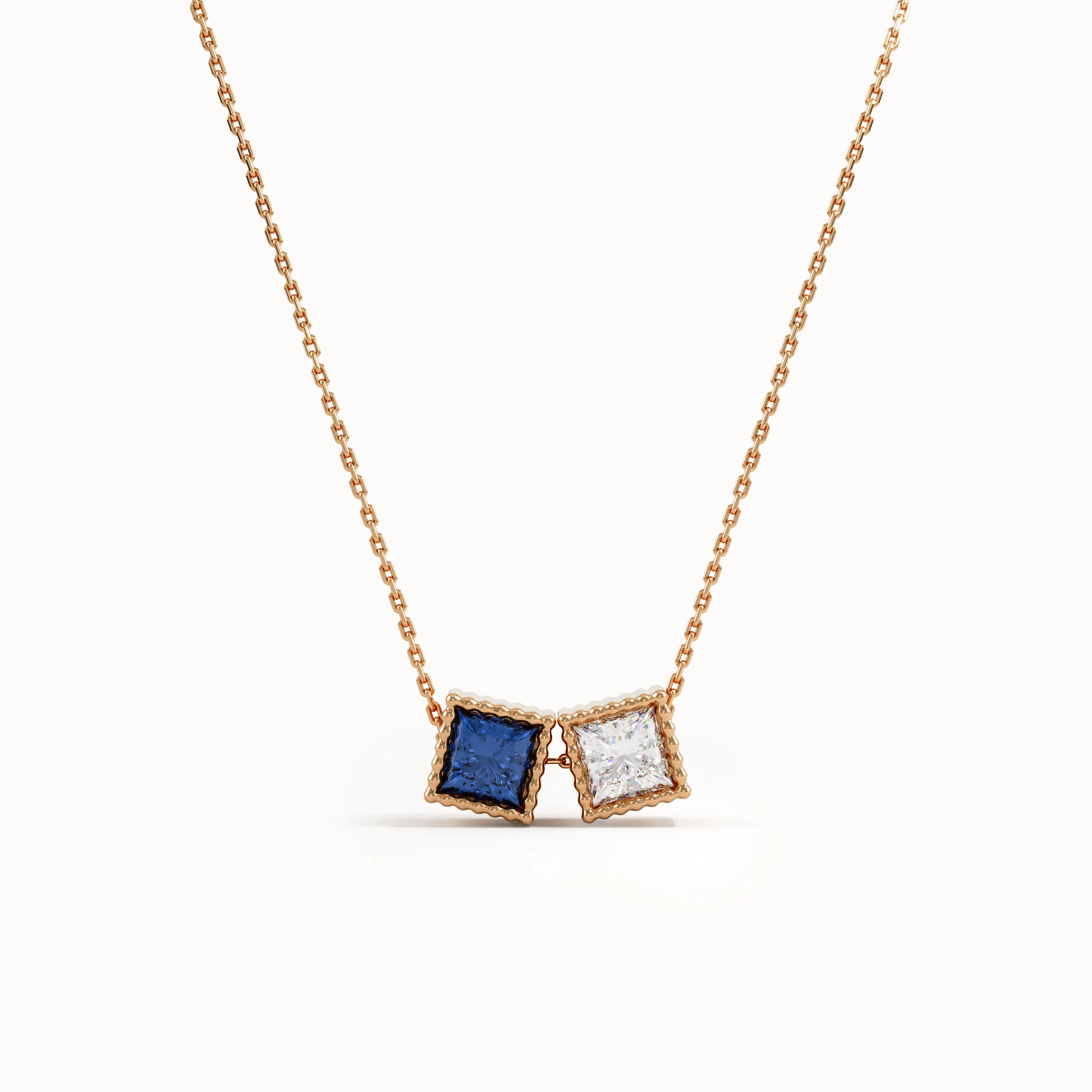 Square Family Birthstone Necklace - BRENNMORE 