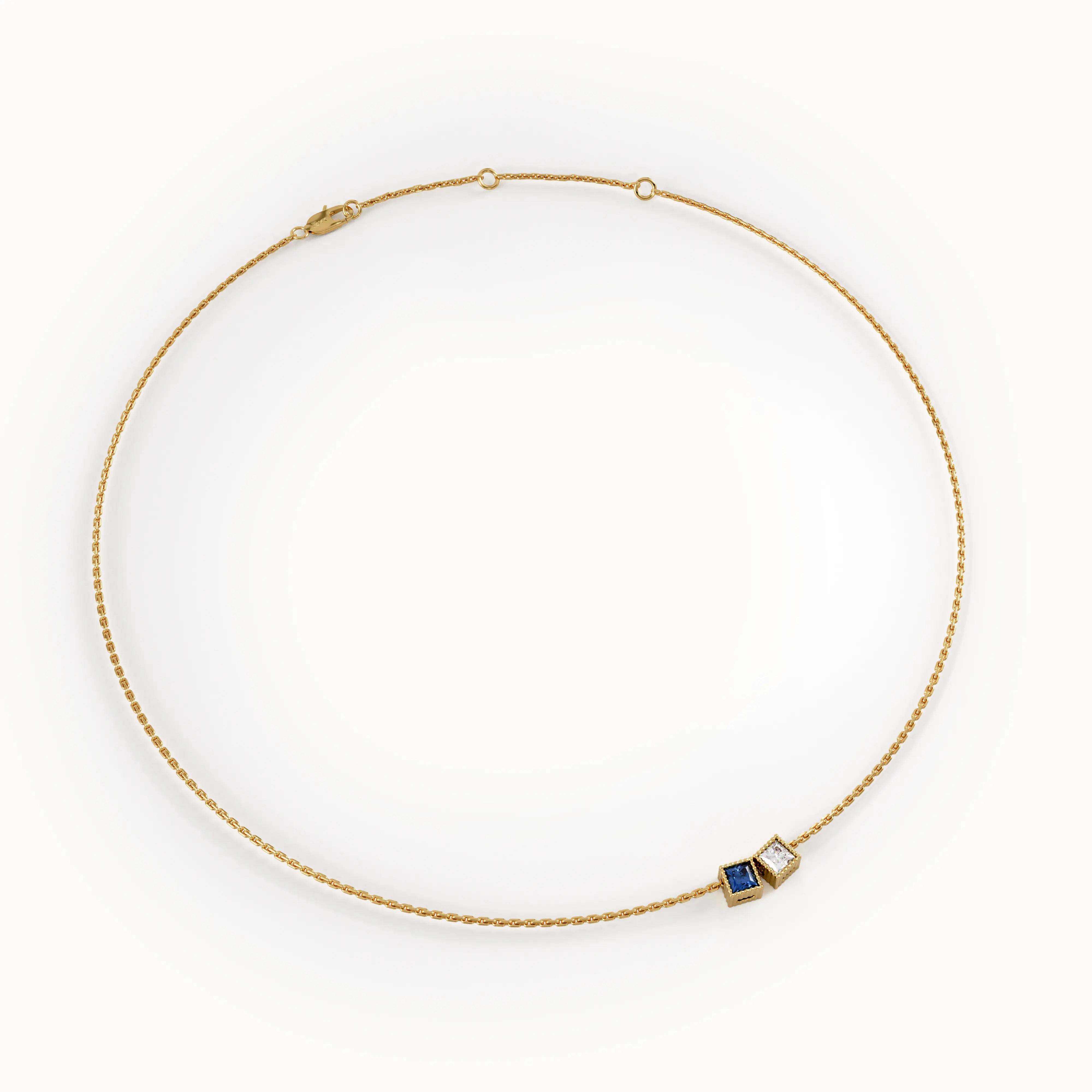 Square Family Birthstone Necklace - BRENNMORE 
