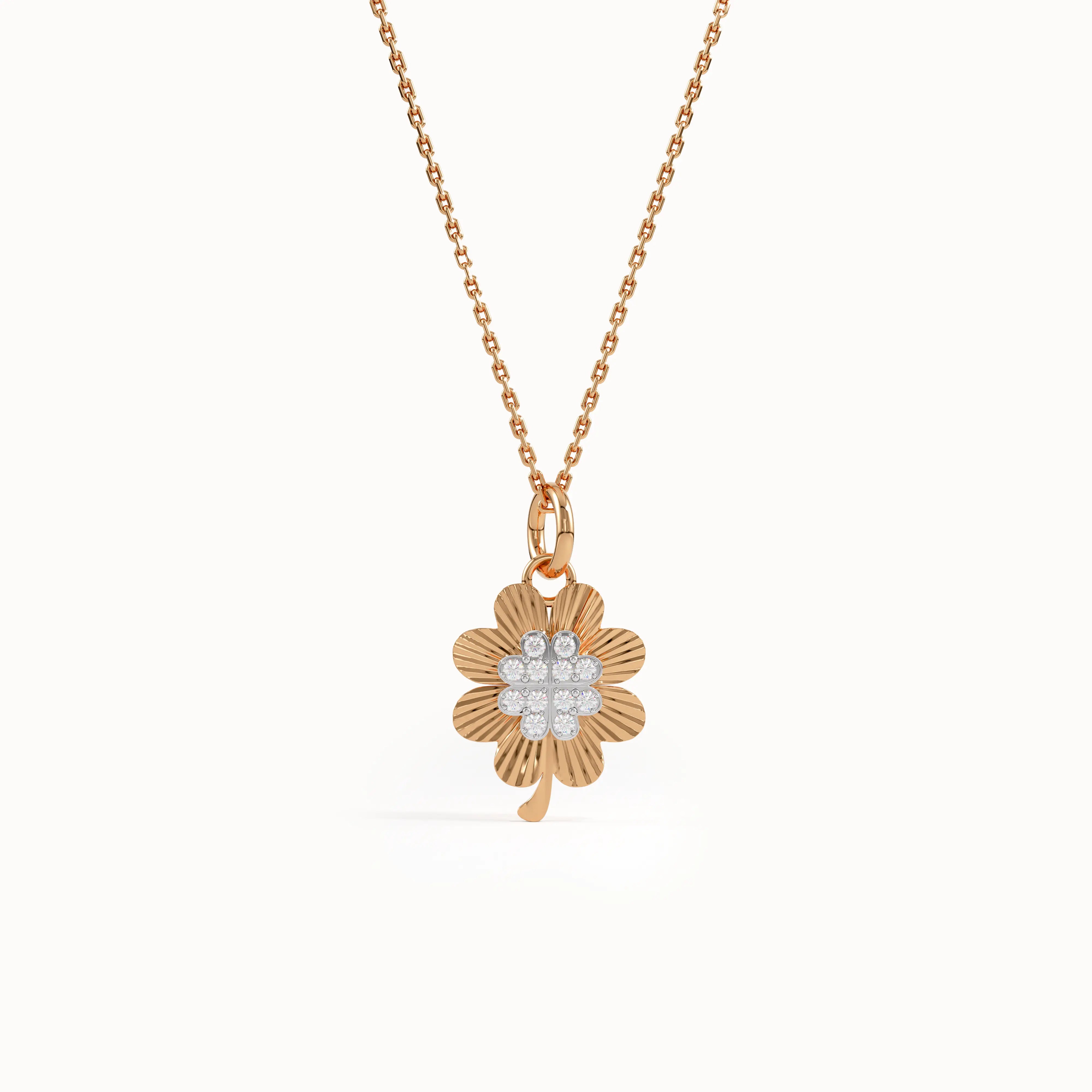 14k Gold Clover Pendant Necklace - BRENNMORE 