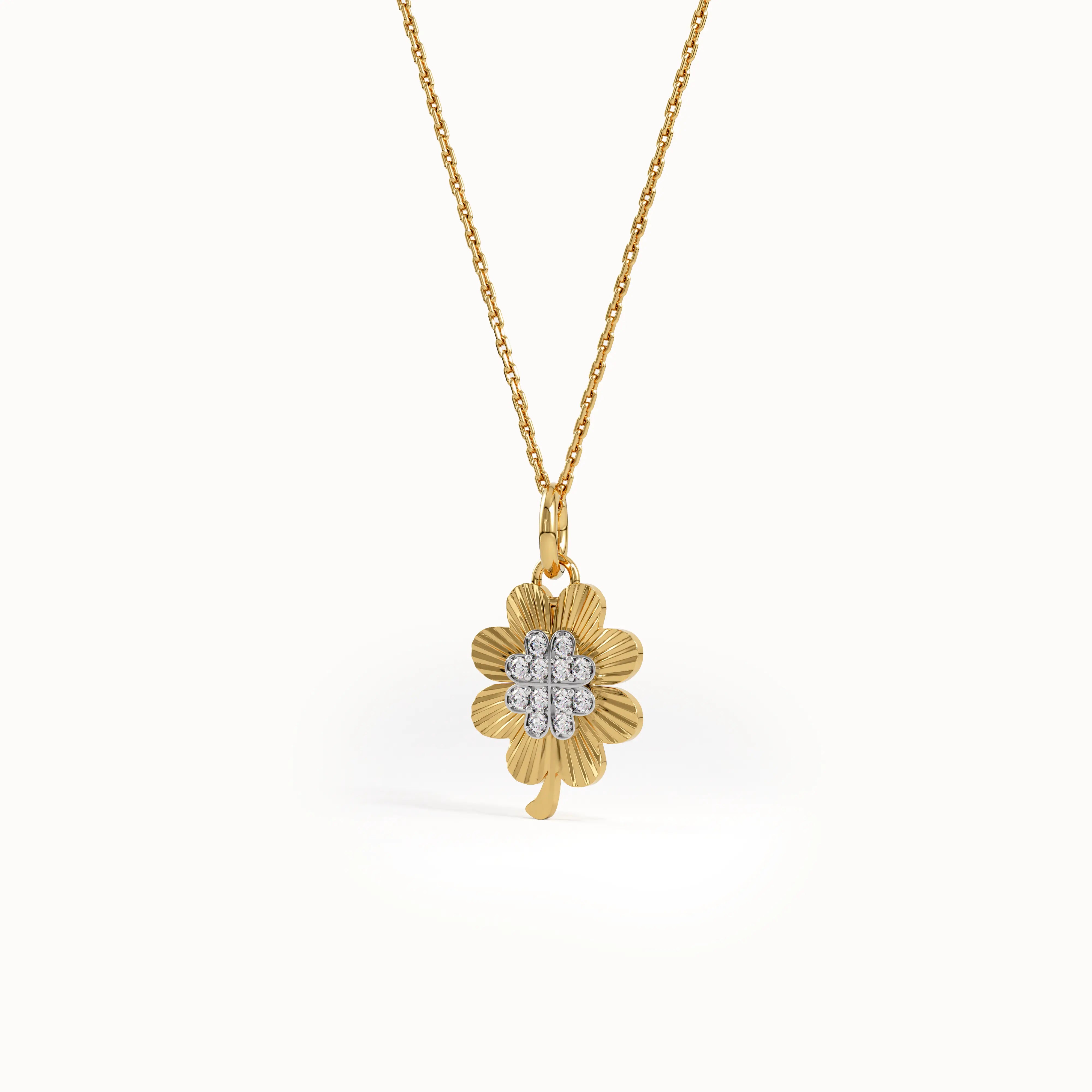 14k Gold Clover Pendant Necklace - BRENNMORE 