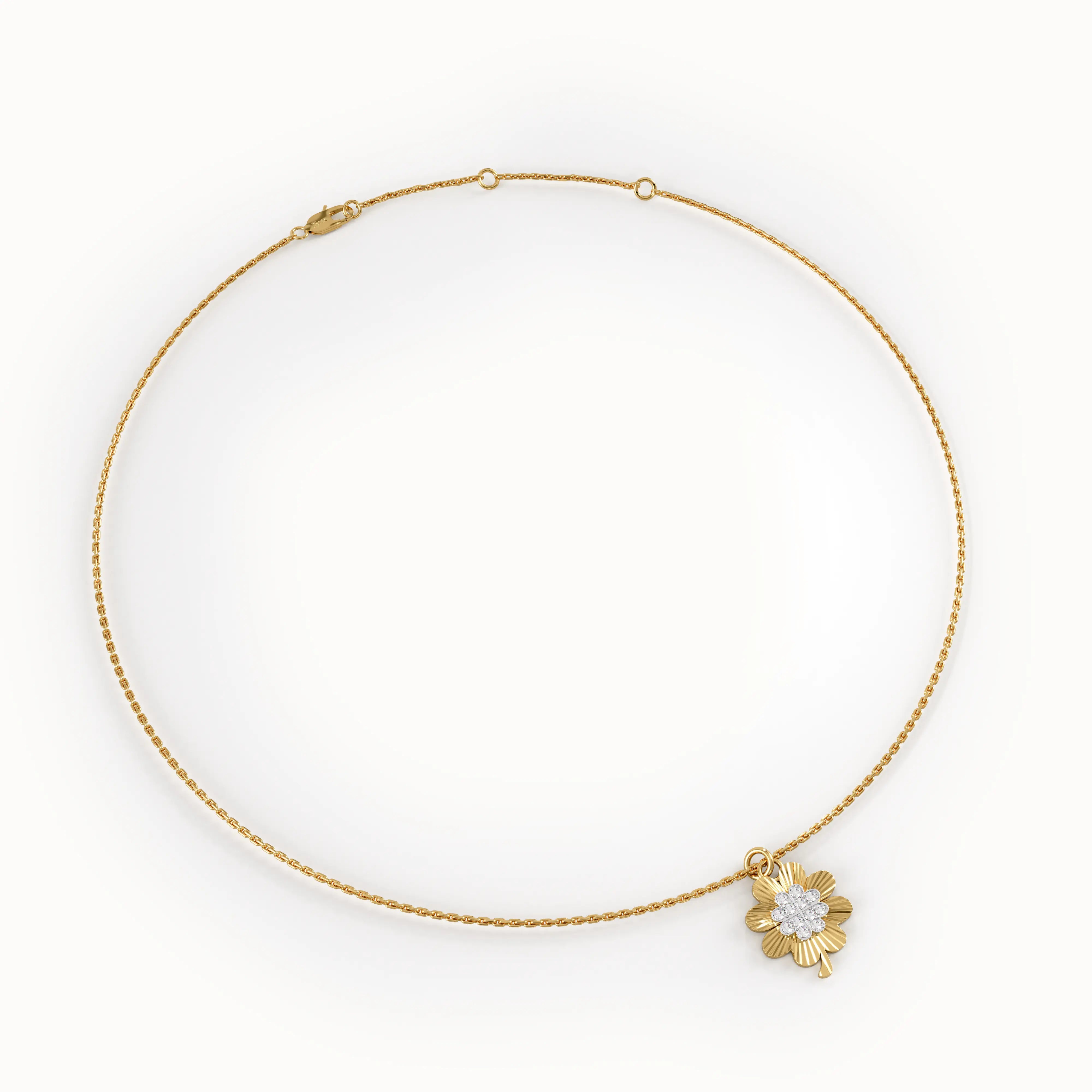 14k Gold Clover Pendant Necklace - BRENNMORE 