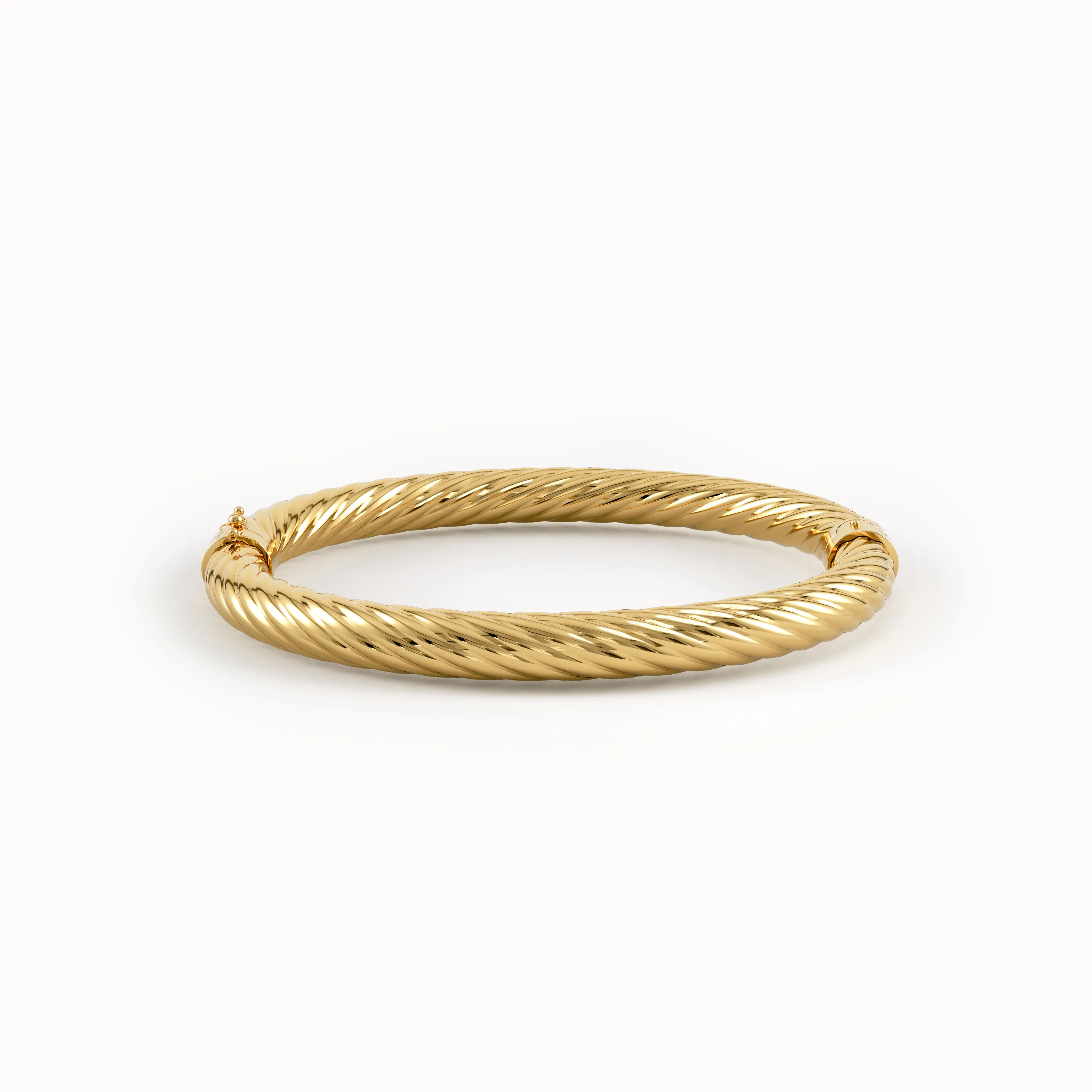 14k Gold Rope Bangle Bracelet - BRENNMORE