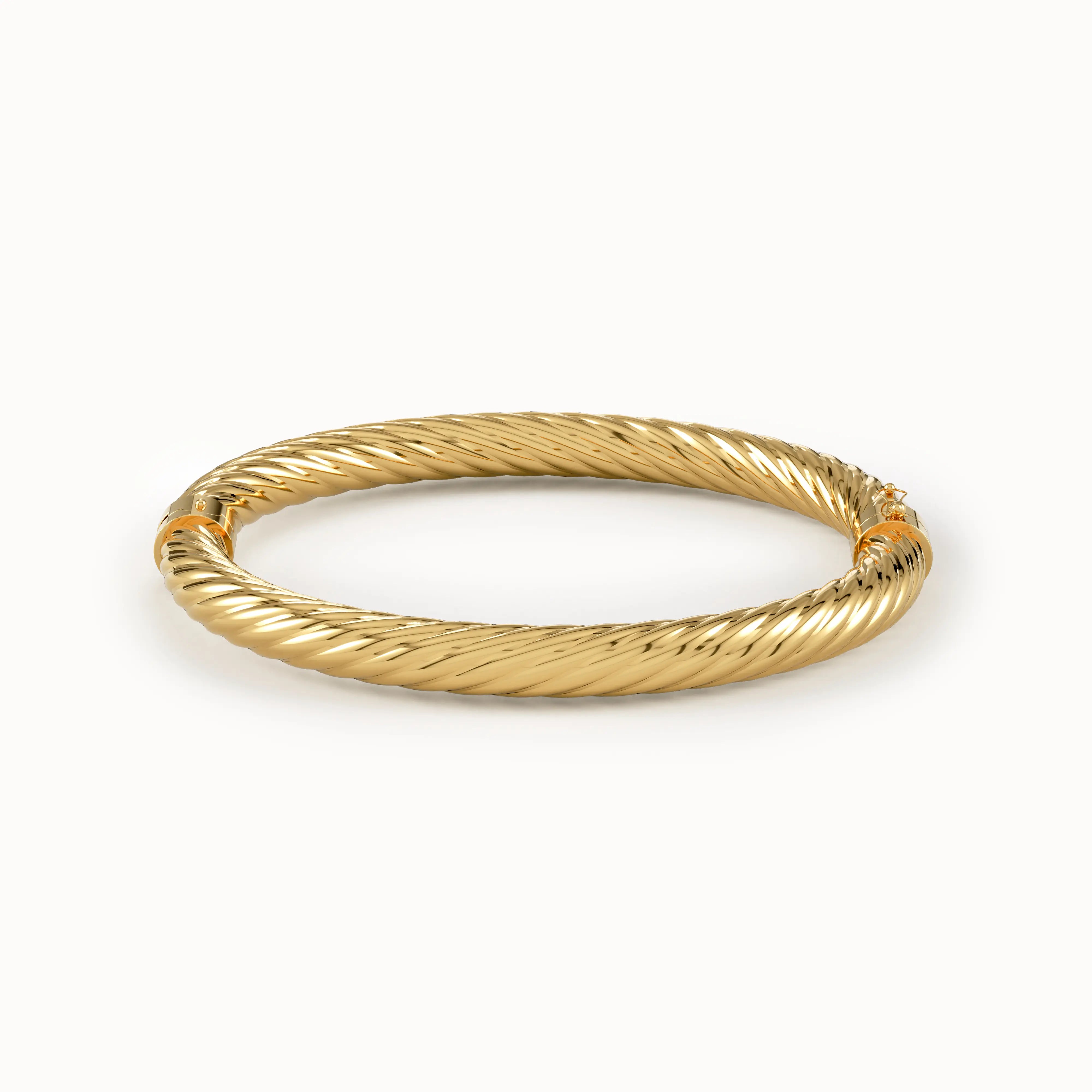 14k Gold Rope Bangle Bracelet - BRENNMORE