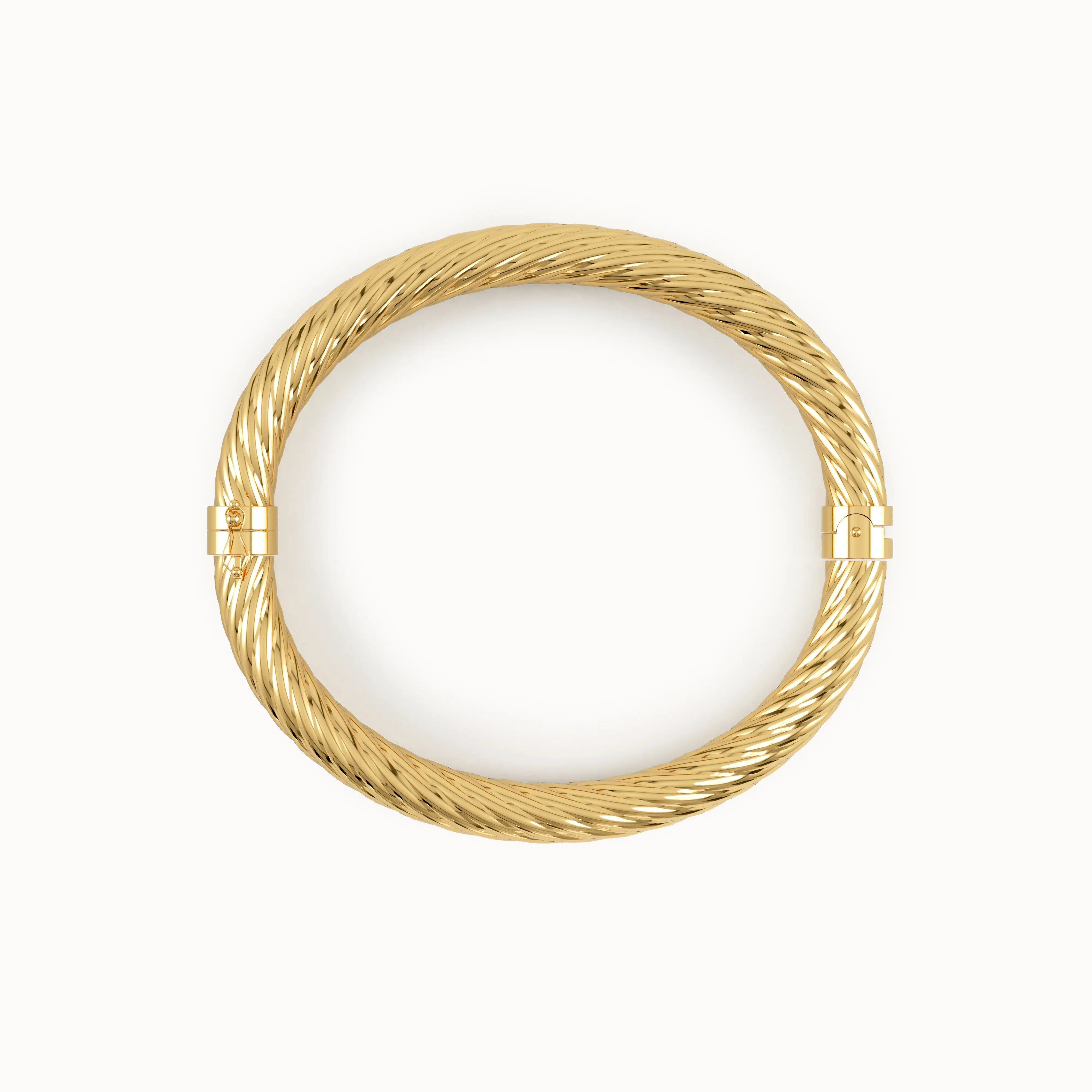 14k Gold Rope Bangle Bracelet - BRENNMORE