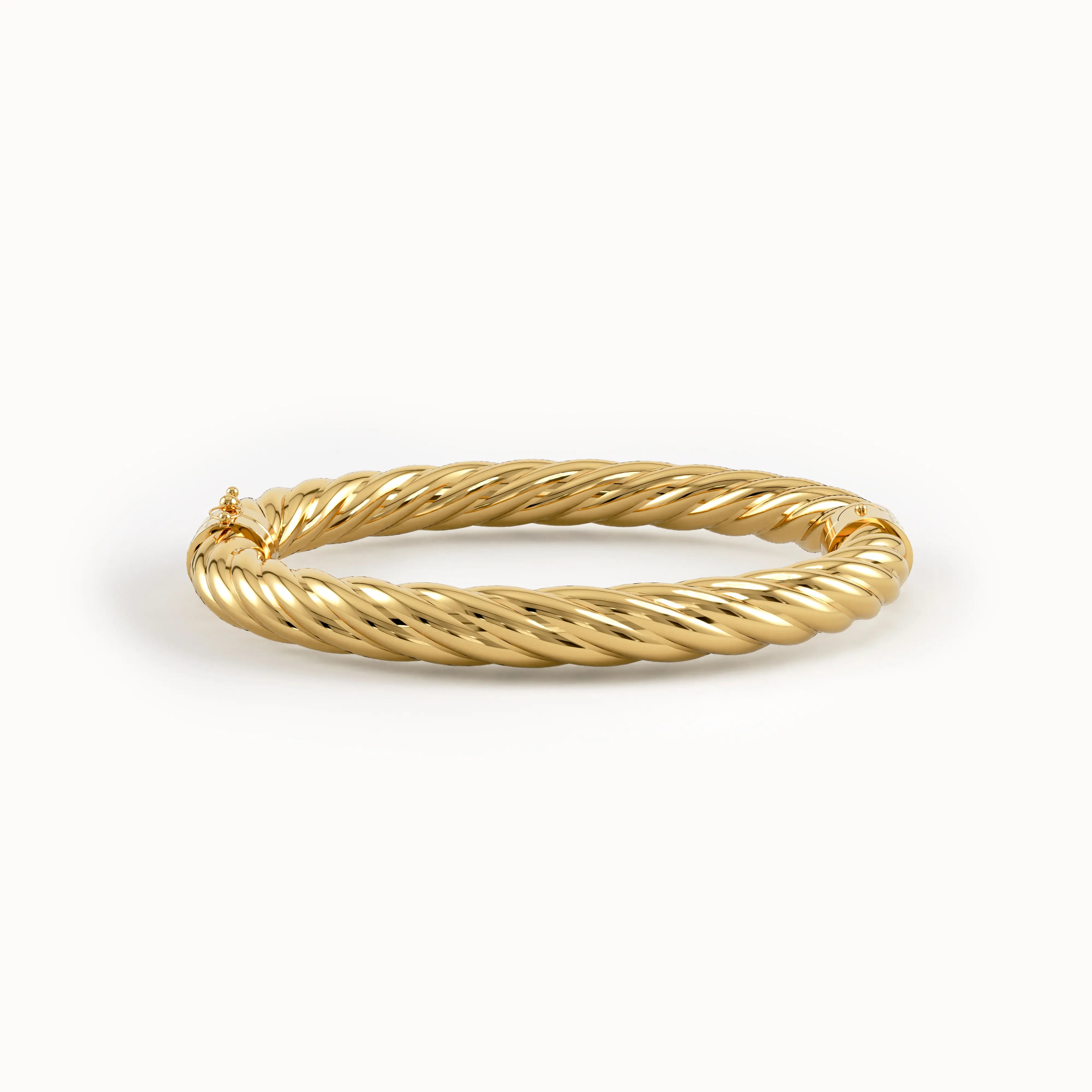 14k Gold Thick Rope Bangle Bracelet - BRENNMORE