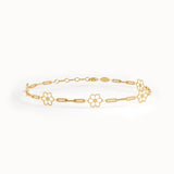 14k Gold Flower Chain Bracelet - BRENNMORE