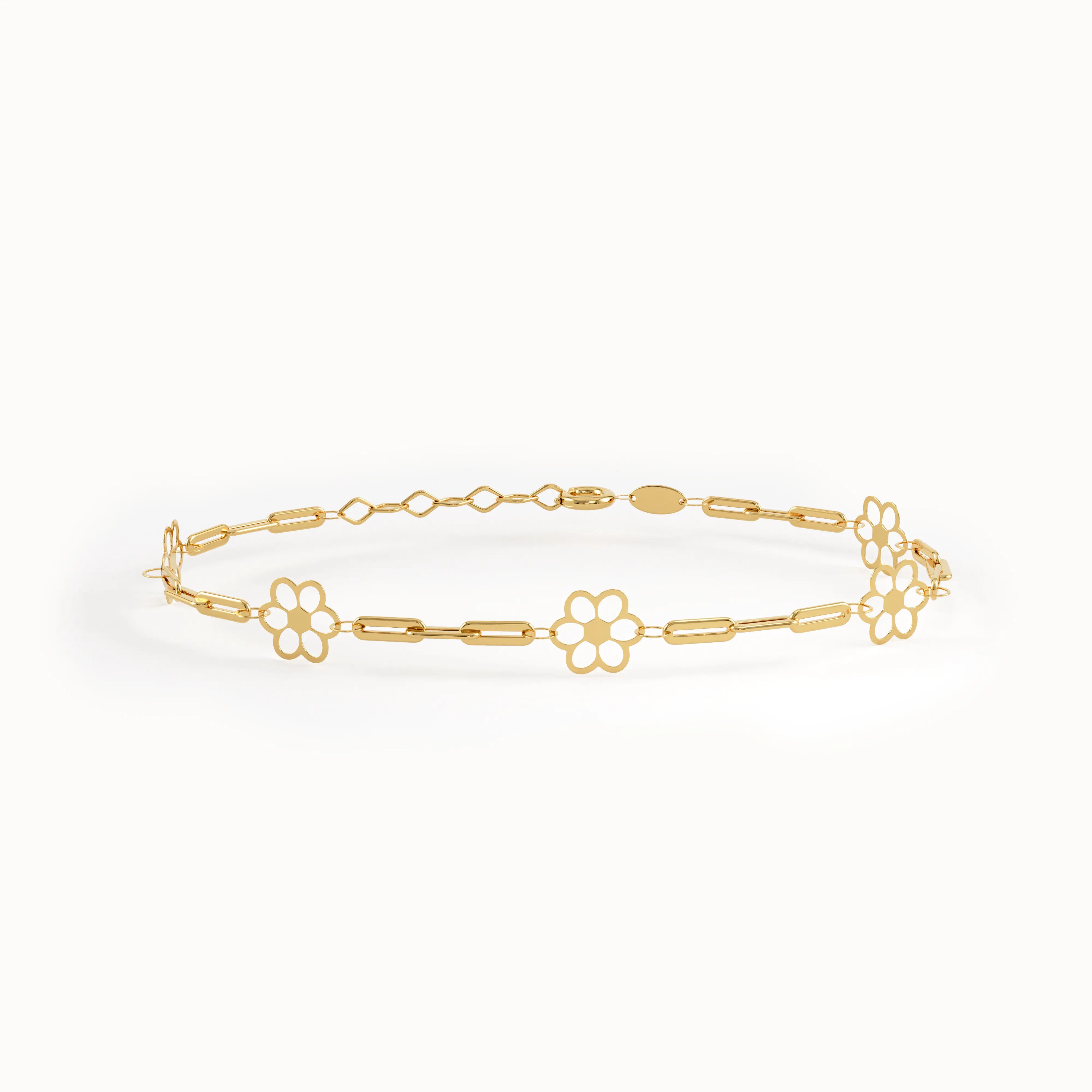 14k Gold Flower Chain Bracelet - BRENNMORE