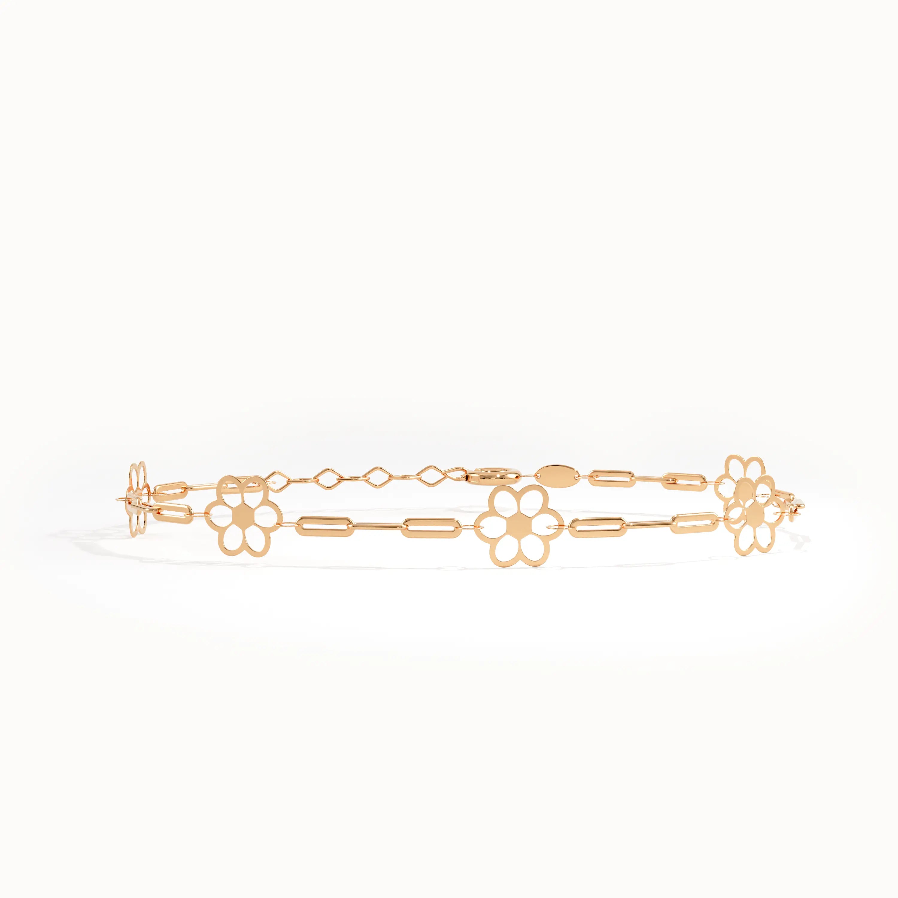 14k Gold Flower Chain Bracelet - BRENNMORE 