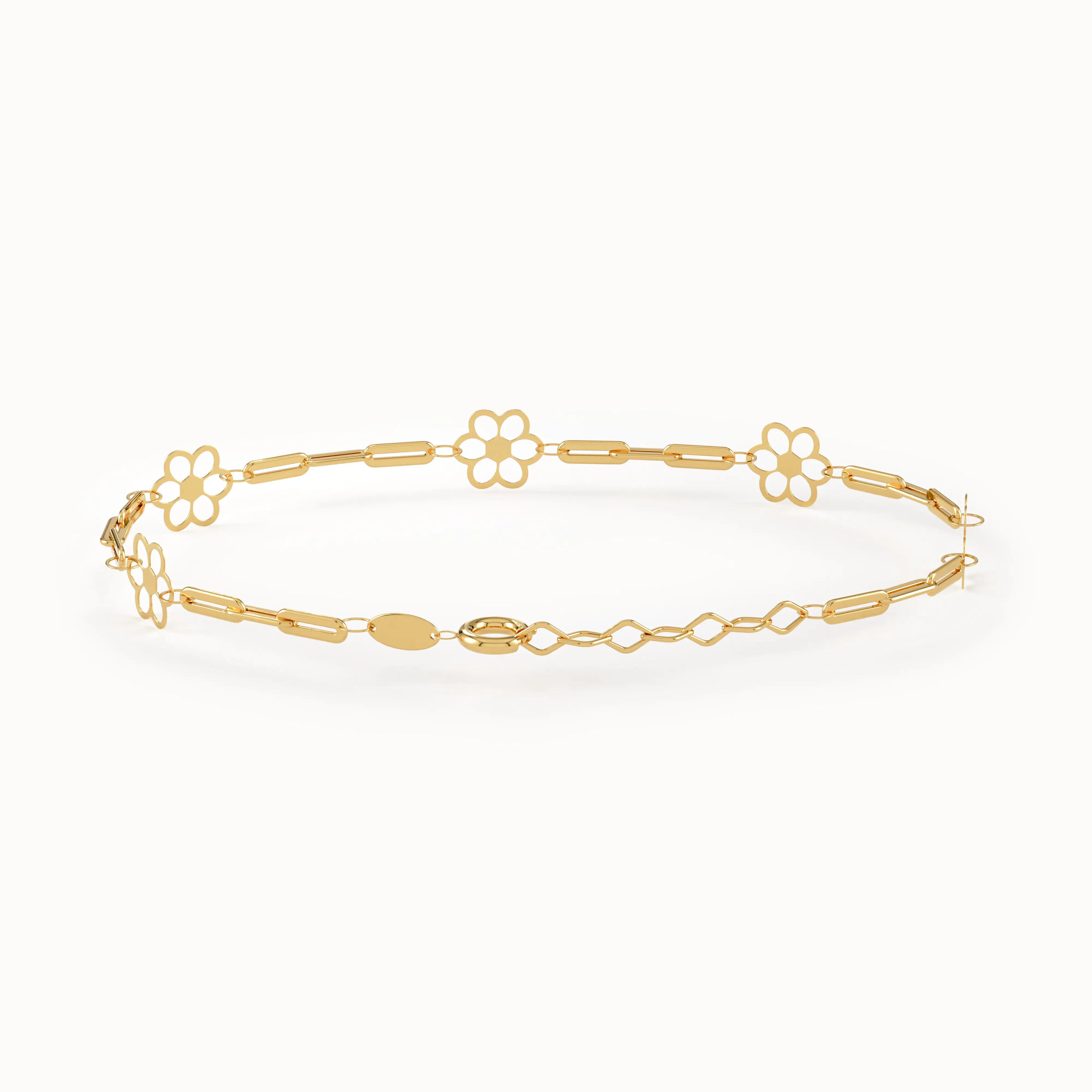 14k Gold Flower Chain Bracelet - BRENNMORE