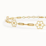 14k Gold Flower Chain Bracelet - BRENNMORE