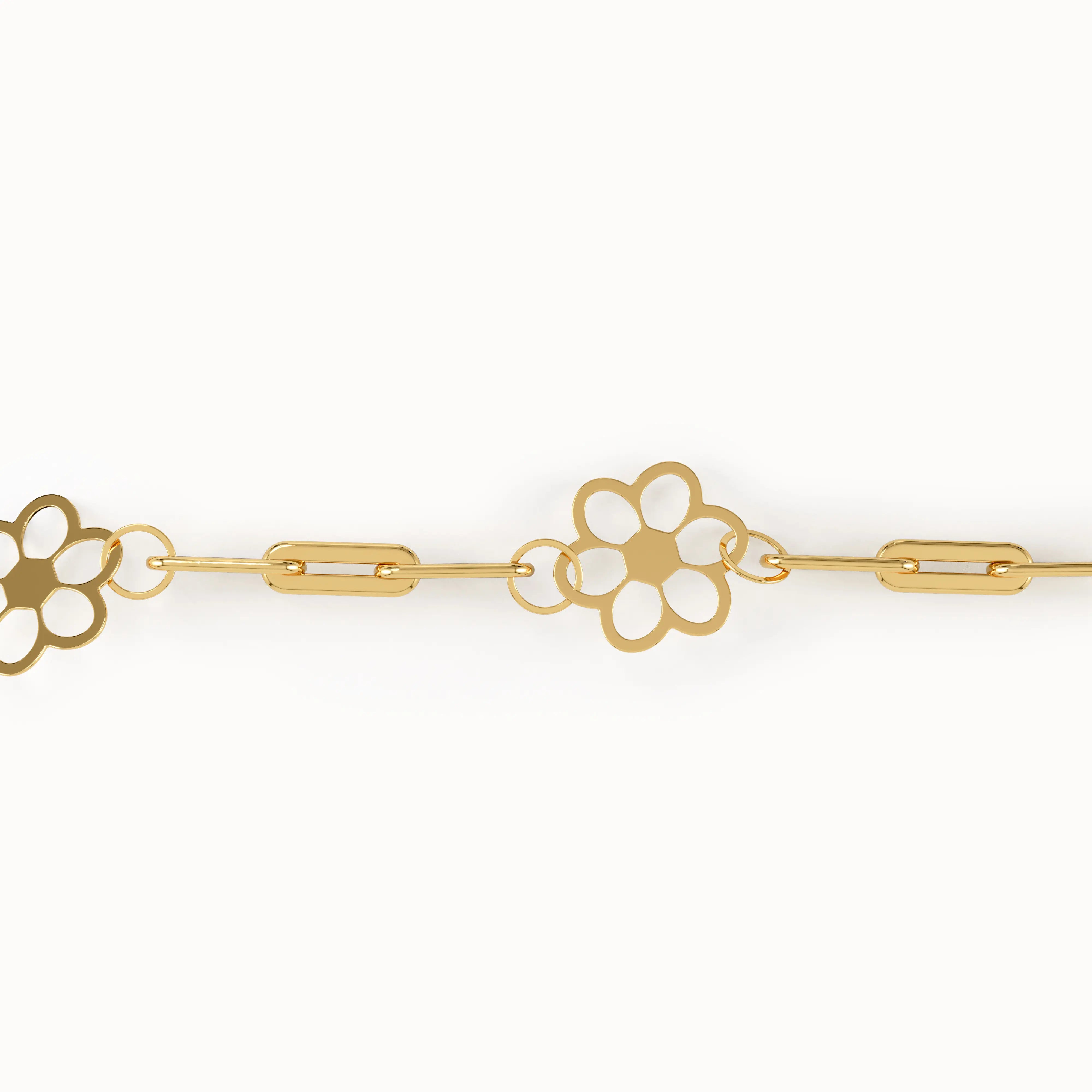 14k Gold Flower Chain Bracelet - BRENNMORE