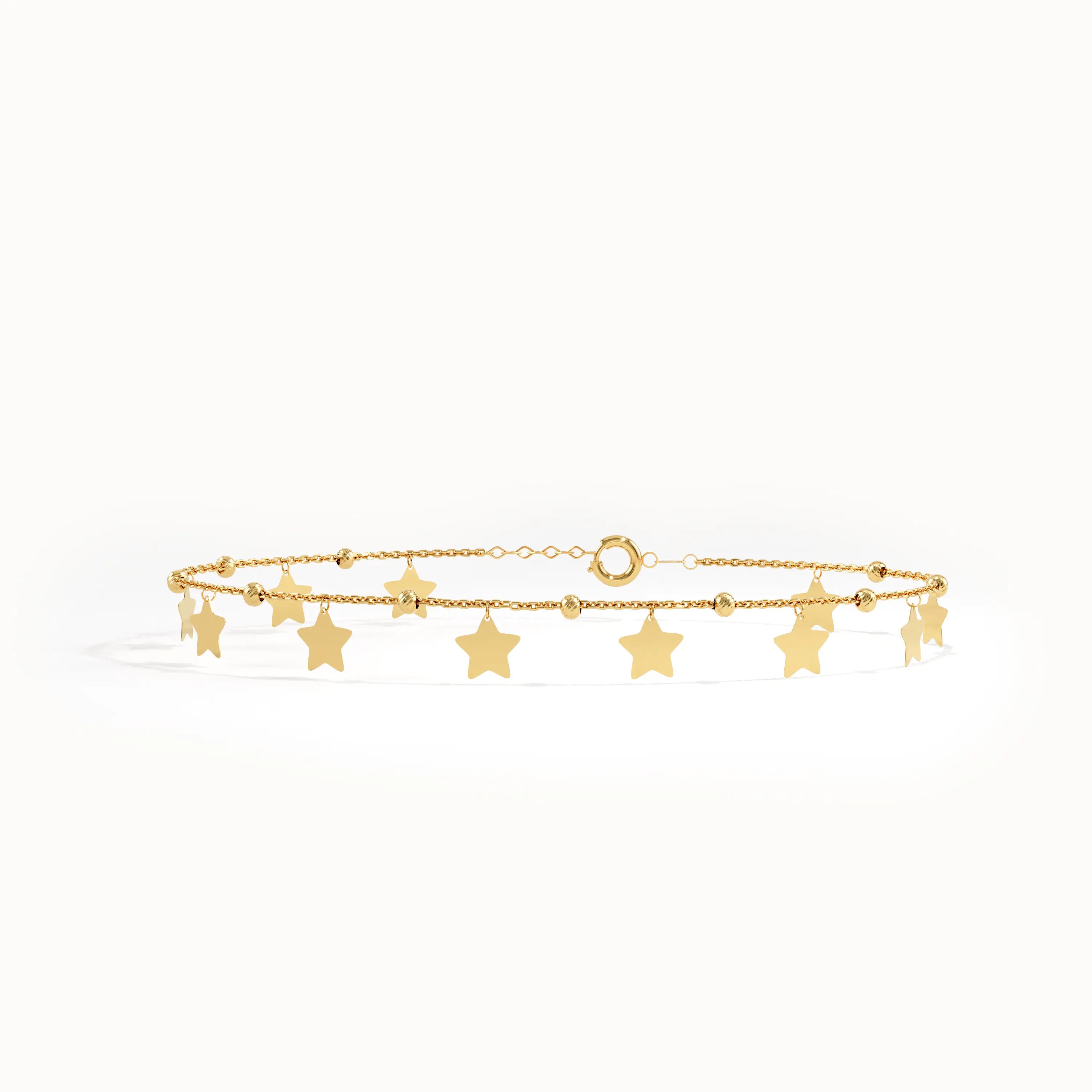 14k Gold Dangling Star Bracelet - BRENNMORE 