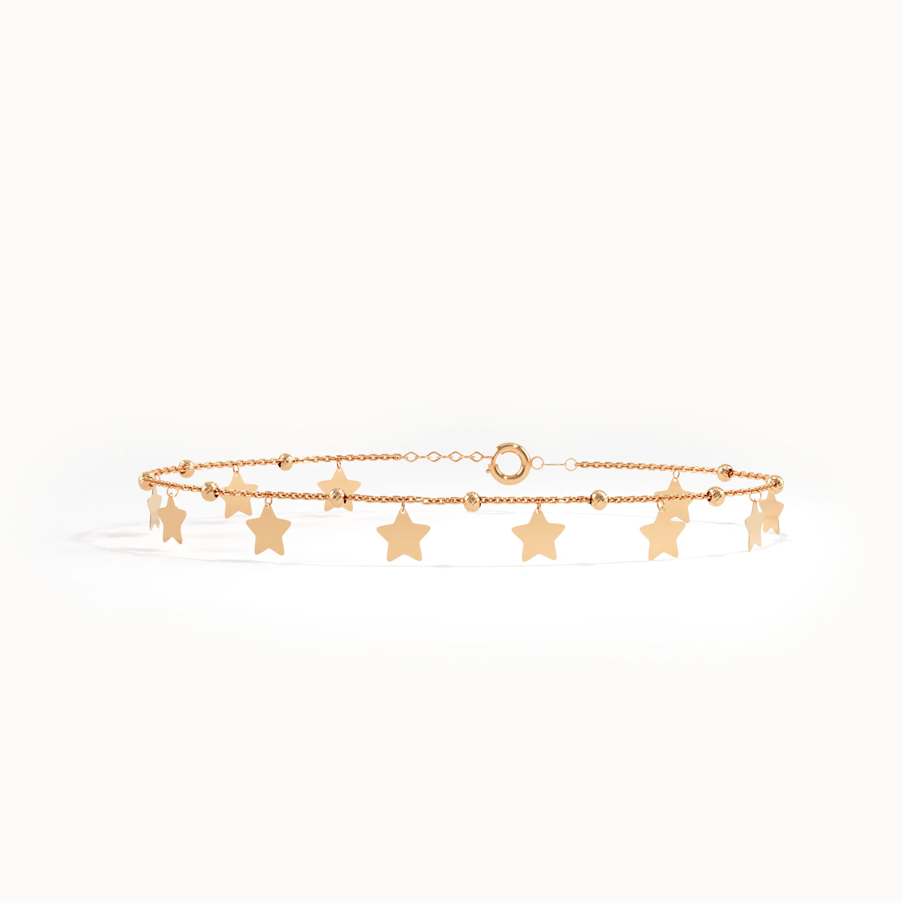 14k Gold Dangling Star Bracelet - BRENNMORE 