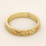 Flower Engraved Wedding Band - BRENNMORE 