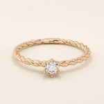 14k solid gold twisted band solitaire engagement ring for women