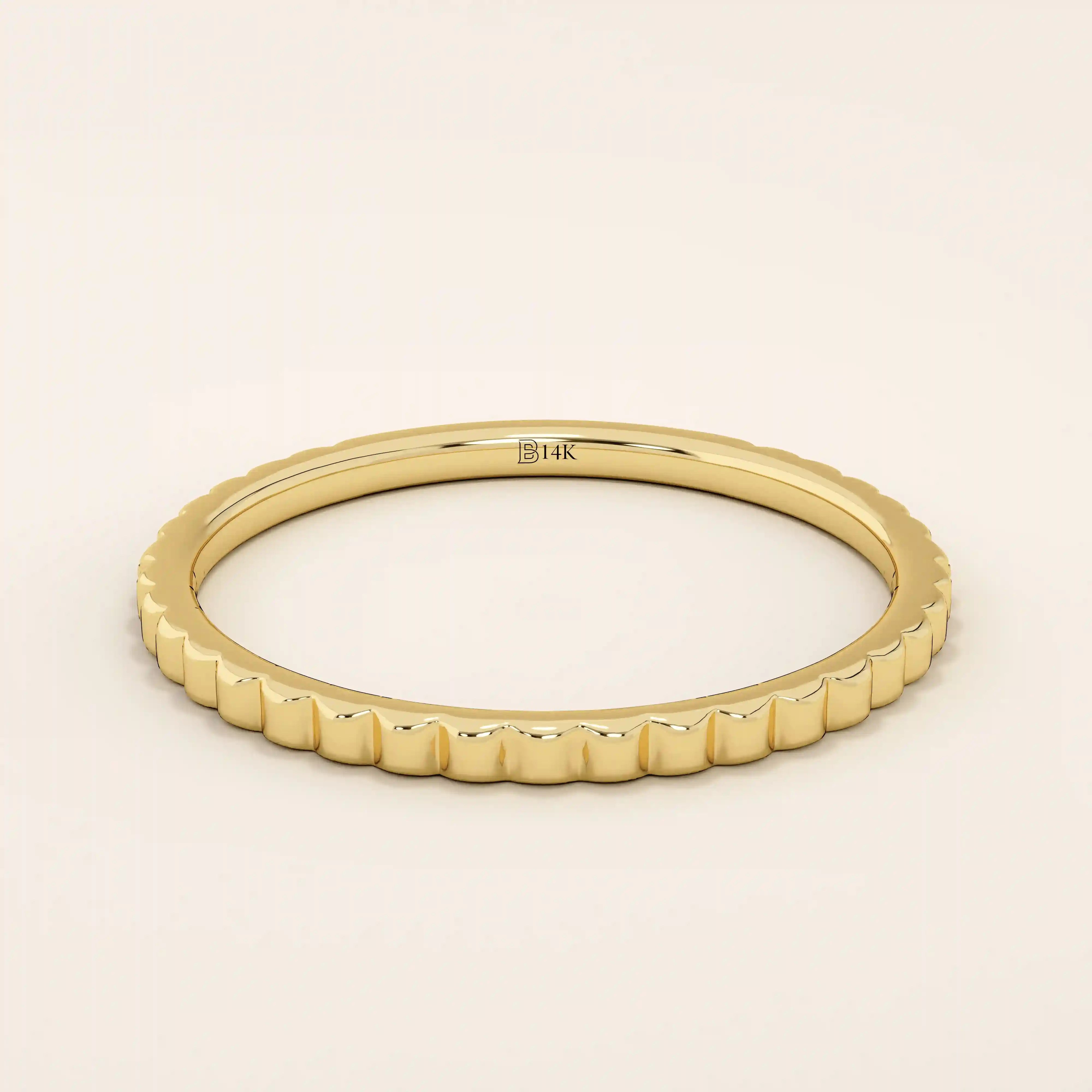 14k Solid Gold Patterned Wedding Band - BRENNMORE 