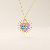 14k Solid Gold Custom Enamel Pendant